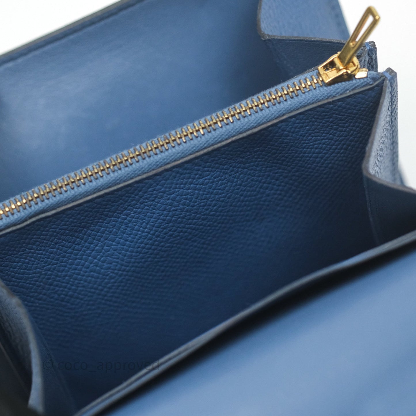 Hermès Constance Short Wallet Bleu Agate R2 Epsom Gold Hardware