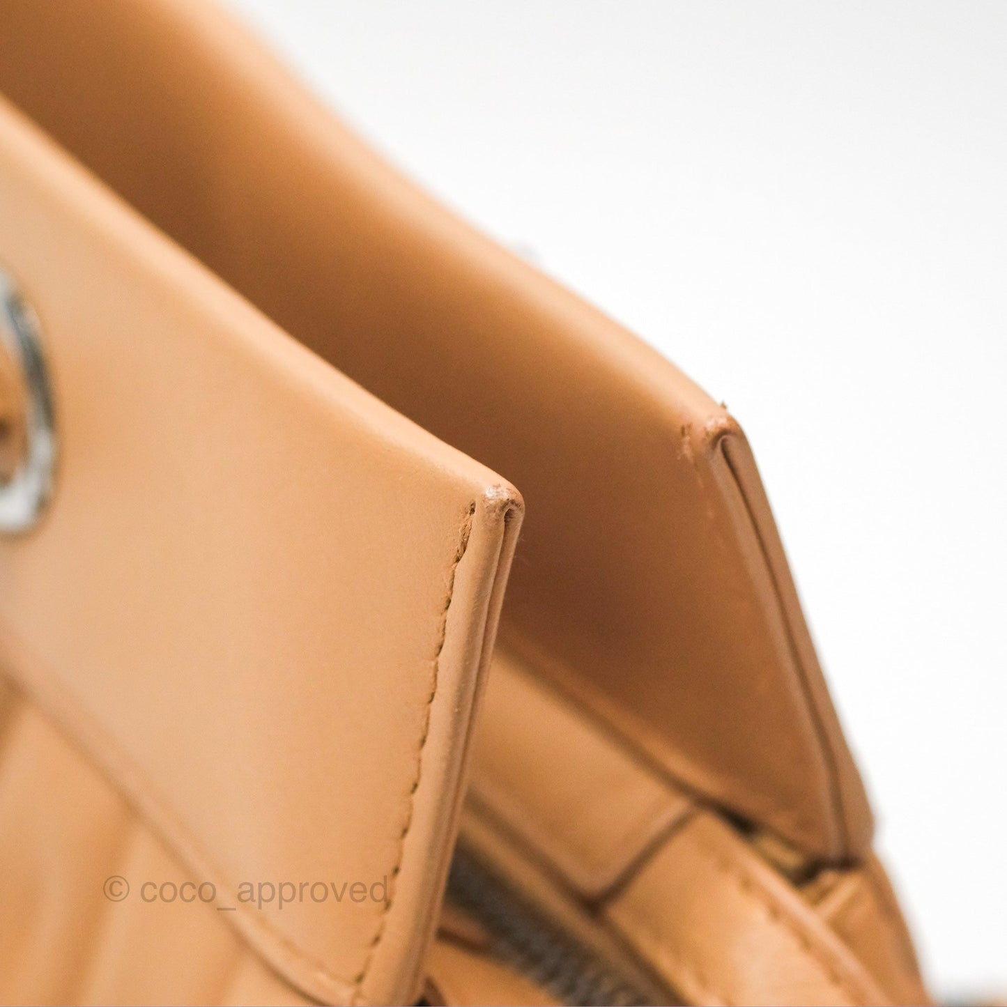 Chanel Vertical Quilted Lax East West Shoulder Bag Beige Calfskin