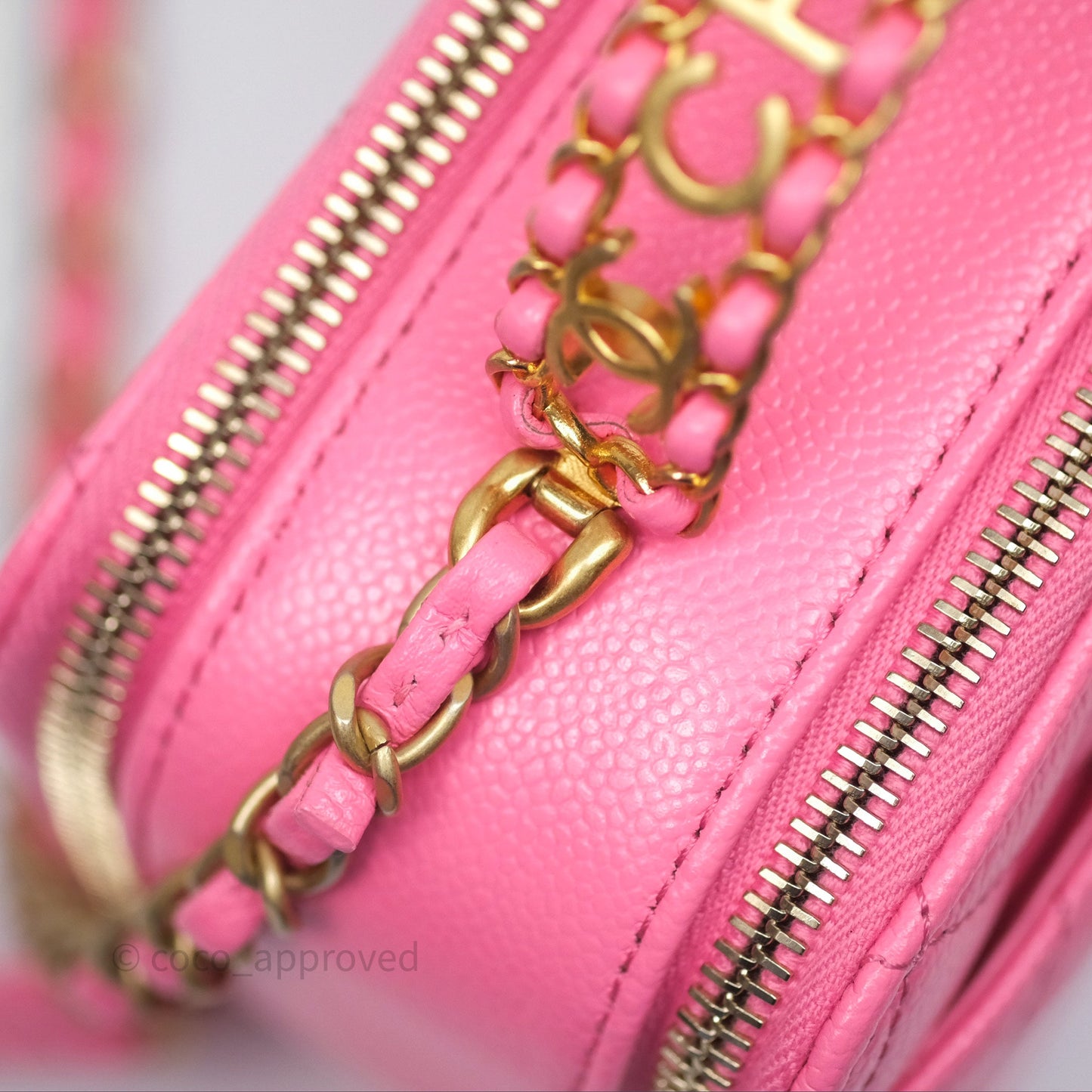 Chanel Quilted Pick Me Up Small Vanity Case Hot Pink Caviar Aged Gold Hardware