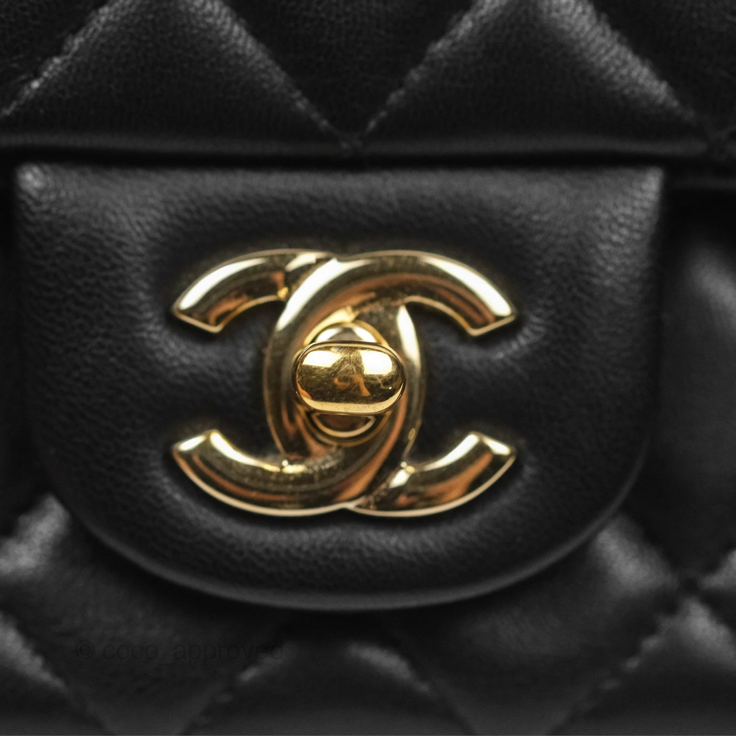 Chanel Quilted Mini Rectangular Flap Black Lambskin Gold Hardware