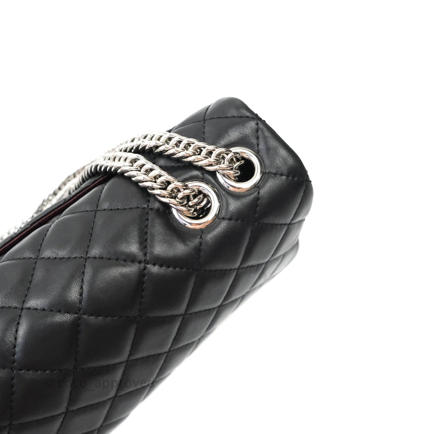 Chanel Quilted Calfskin Black Flap Bag Silver Hardware