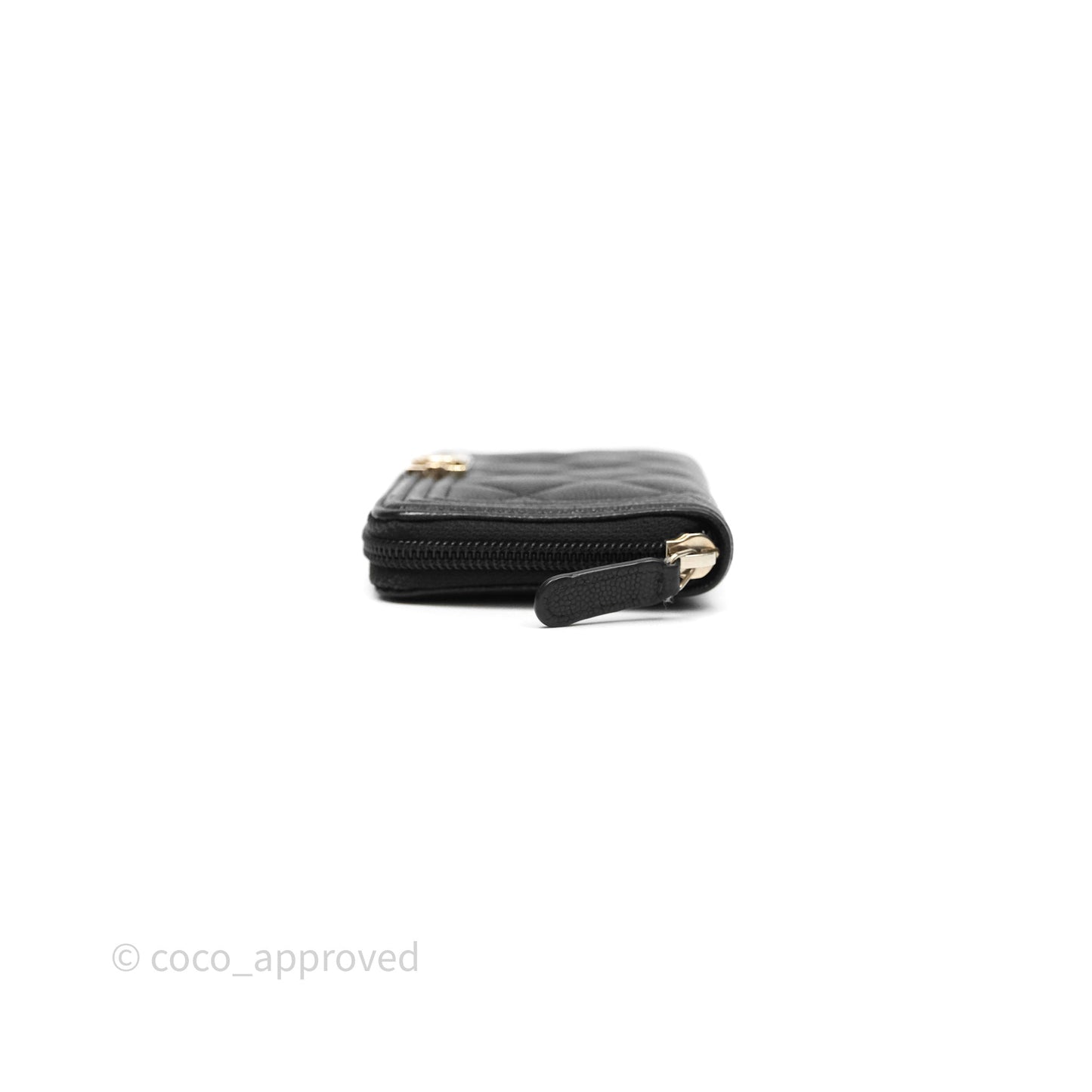 Chanel Boy Zip Wallet Black Caviar Gold Hardware