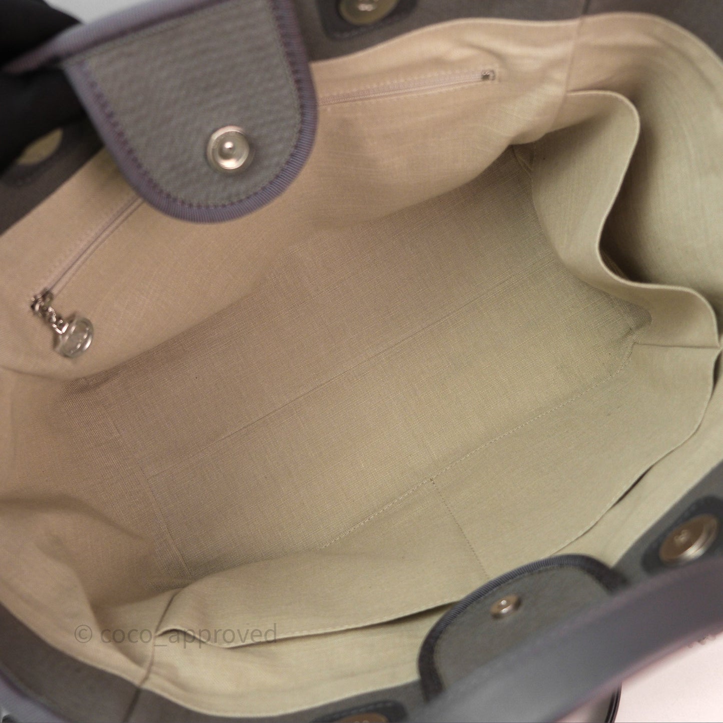Chanel Canvas Deauville Large Tote Taupe Silver Hardware