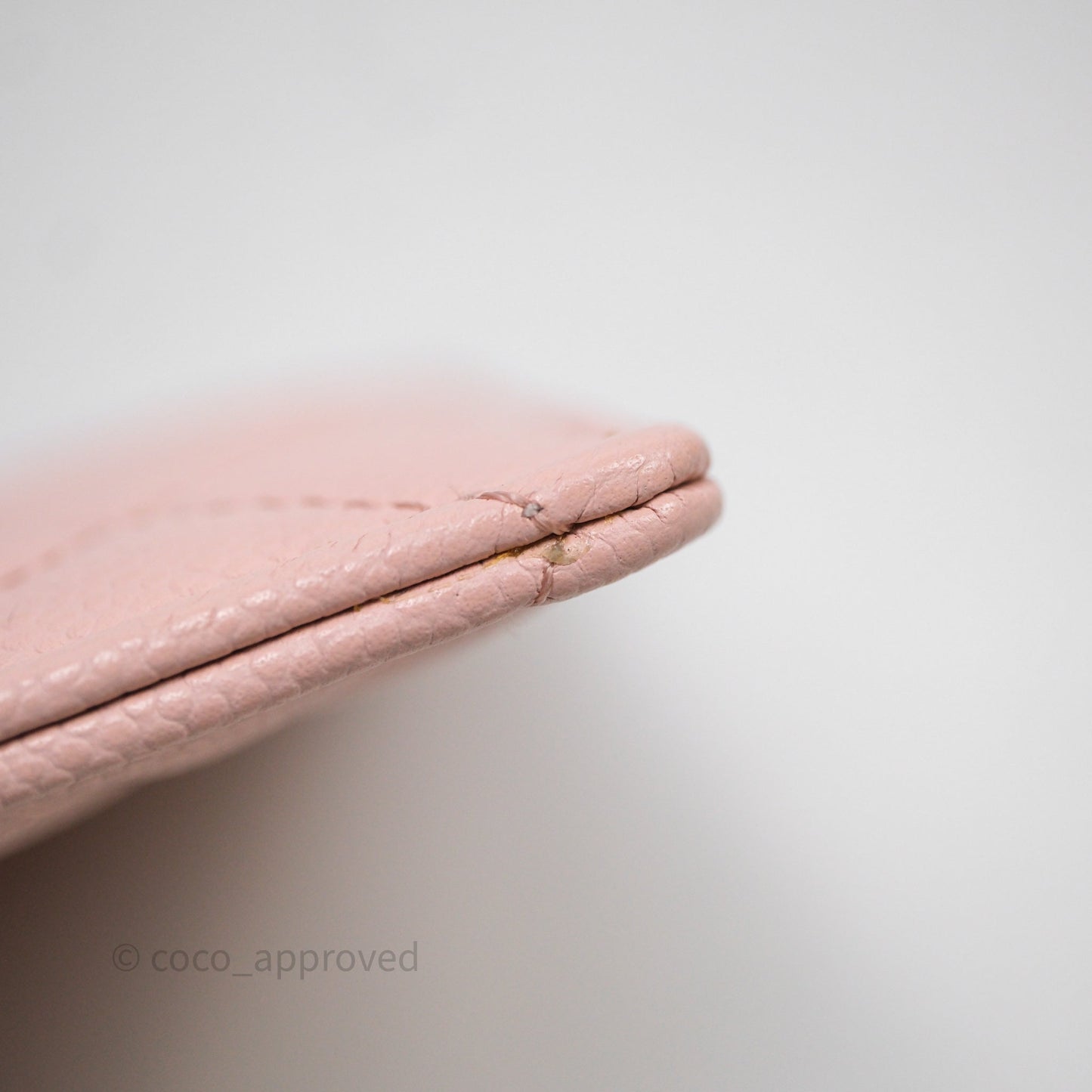 Chanel Quilted Card Holder Caviar Pink Gold Hardware