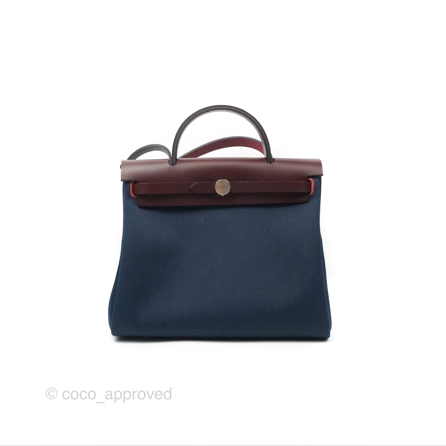 Hermès Herbag Zip 31 Bleu Marine/ Rouge Sellier Canvas Palladium Hardware