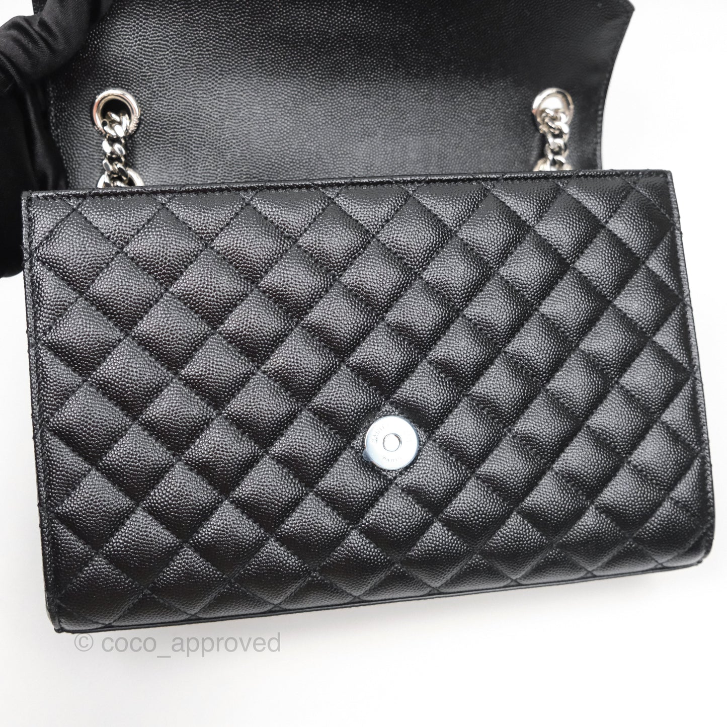 Saint Laurent Medium Envelope Black Caviar Silver Hardware