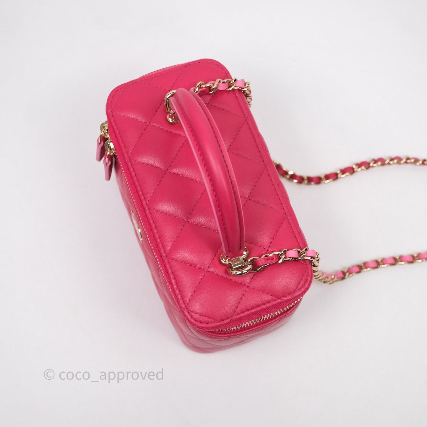 Chanel Vanity Rectangular Top Handle Pink Lambskin Gold Hardware
