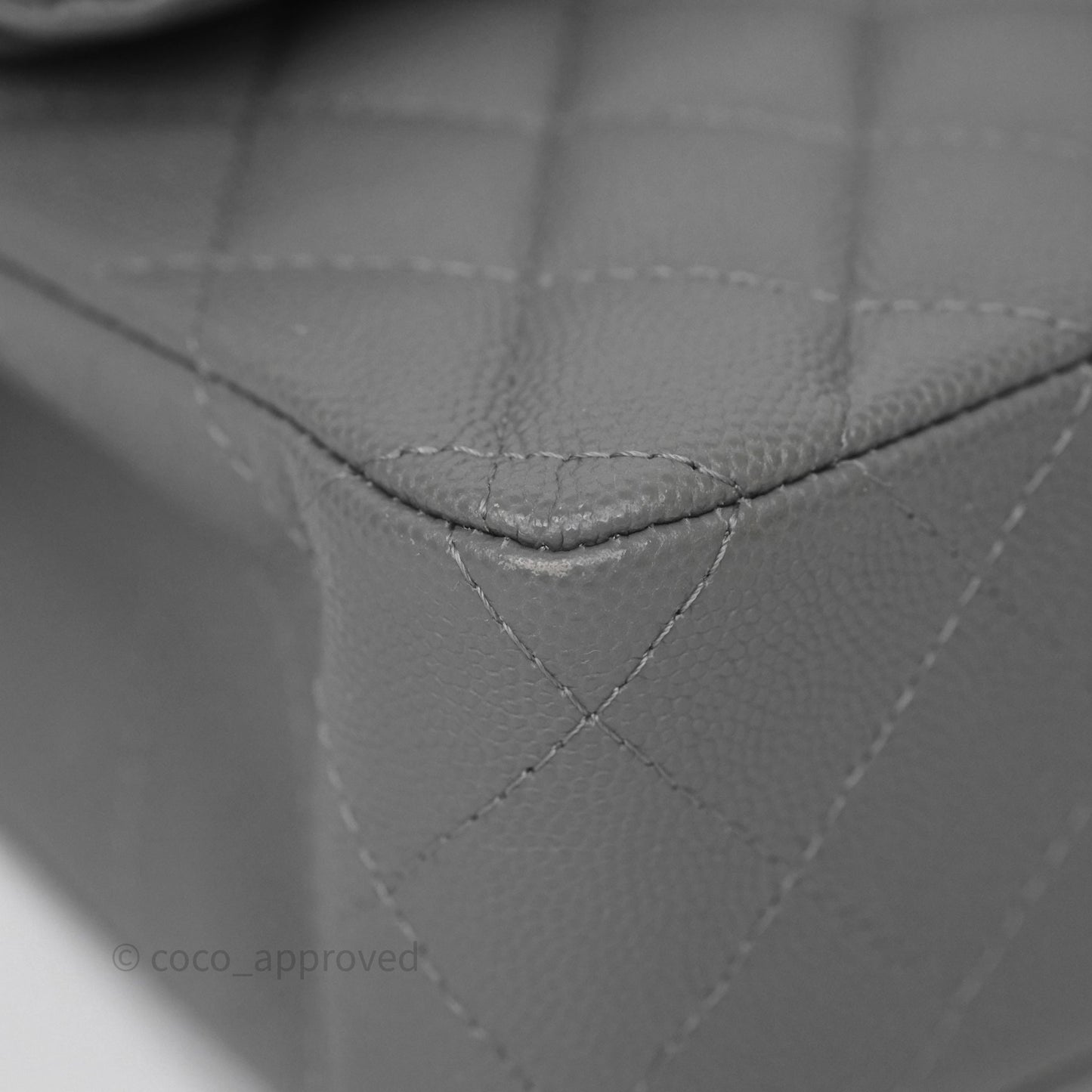Chanel Small Classic Flap Quilted Grey Caviar Gold Hardware