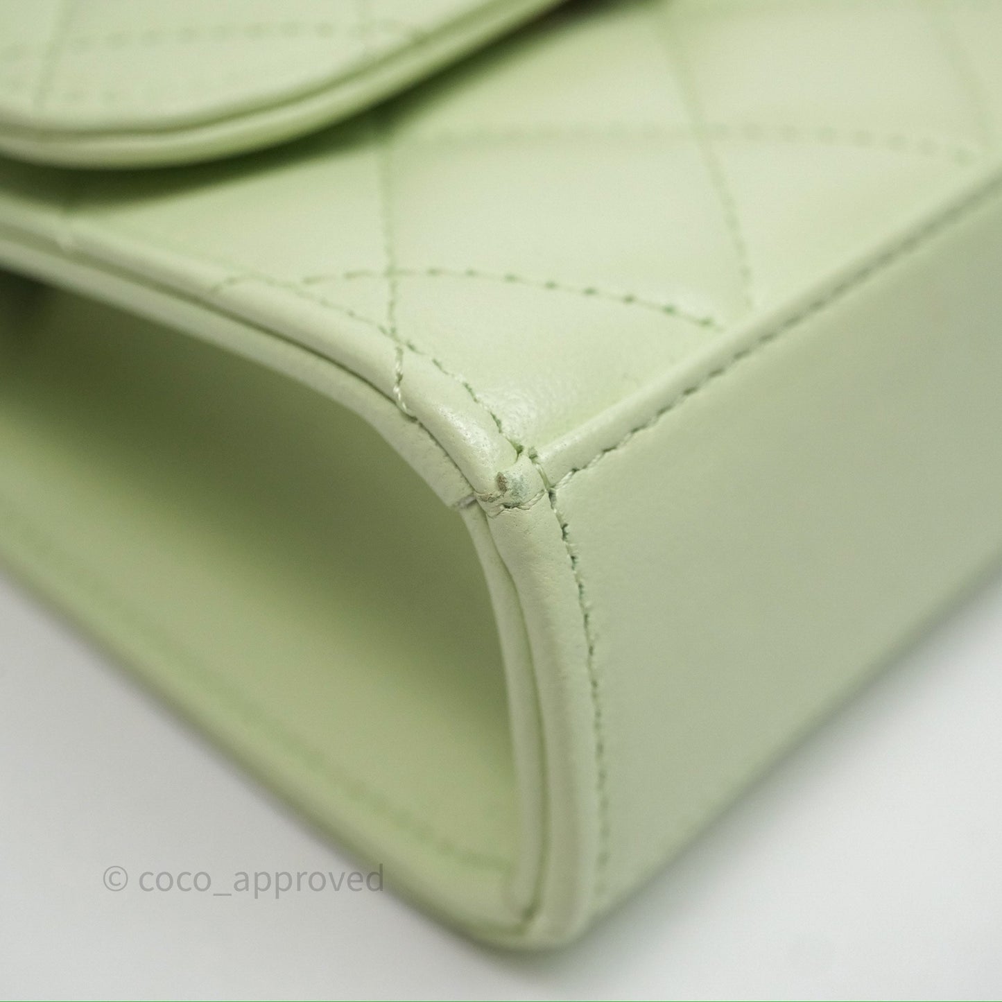 Chanel Mini Quilted Trendy CC Clutch With Chain Green Lambskin Gold Hardware