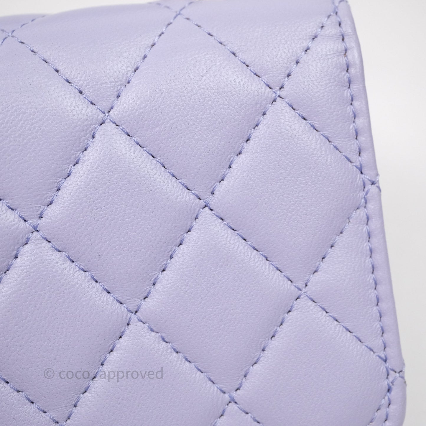 Chanel Mini Handle Flap Coin Purse With Chain Lilac Lambskin Gold Hardware