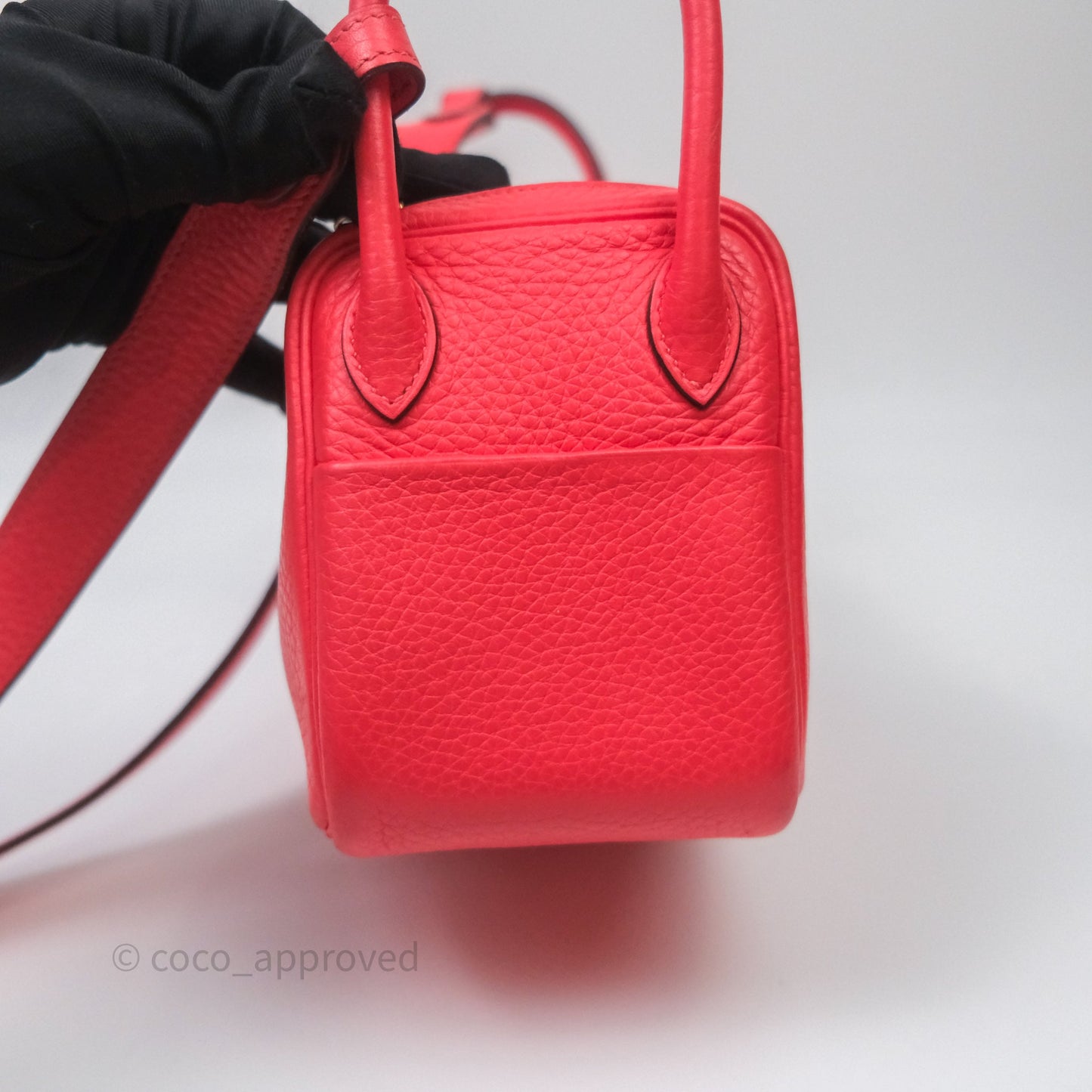 Hermès Mini Lindy 0E Rose Texas Clemence Gold Hardware