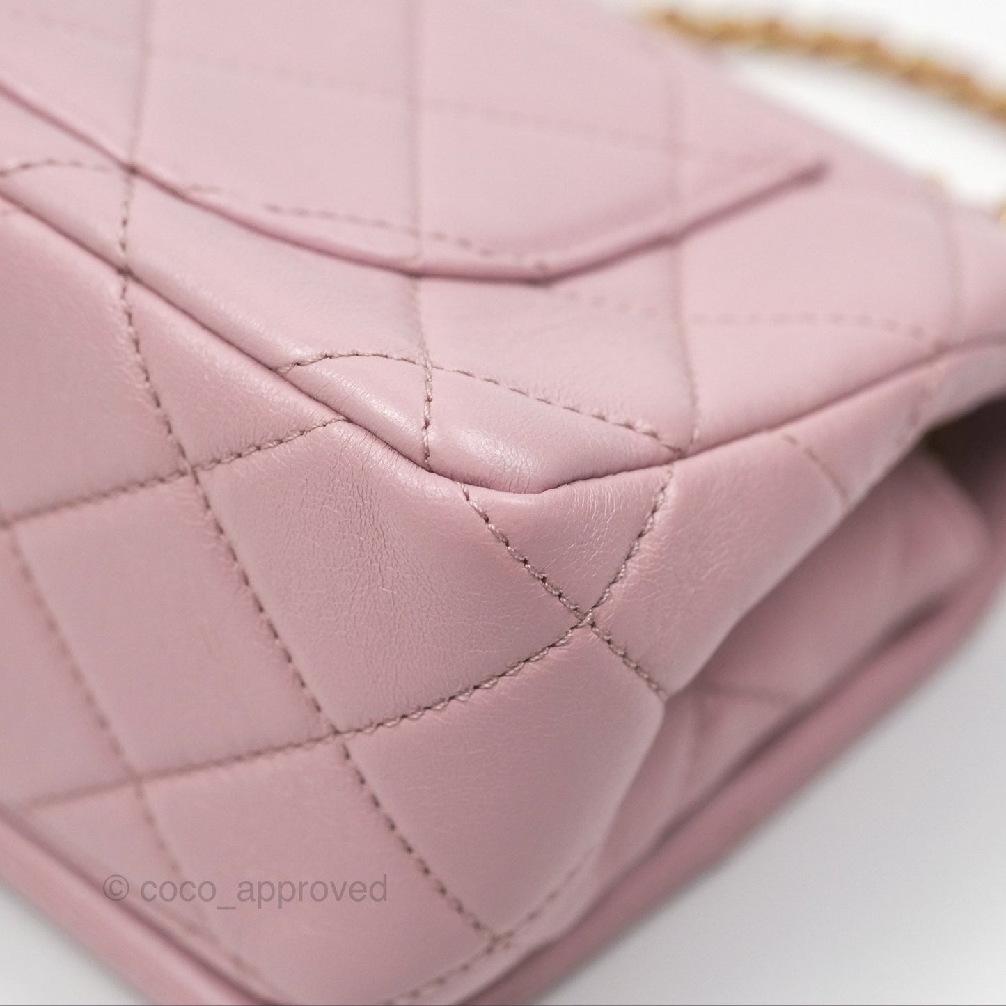 Chanel Flap Bag Dusty Pink Lambskin Aged Gold Hardware 24P
