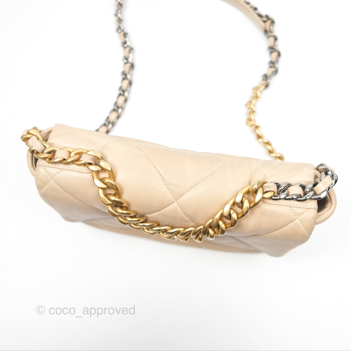 Chanel 19 Small Beige Goatskin Mixed Hardware