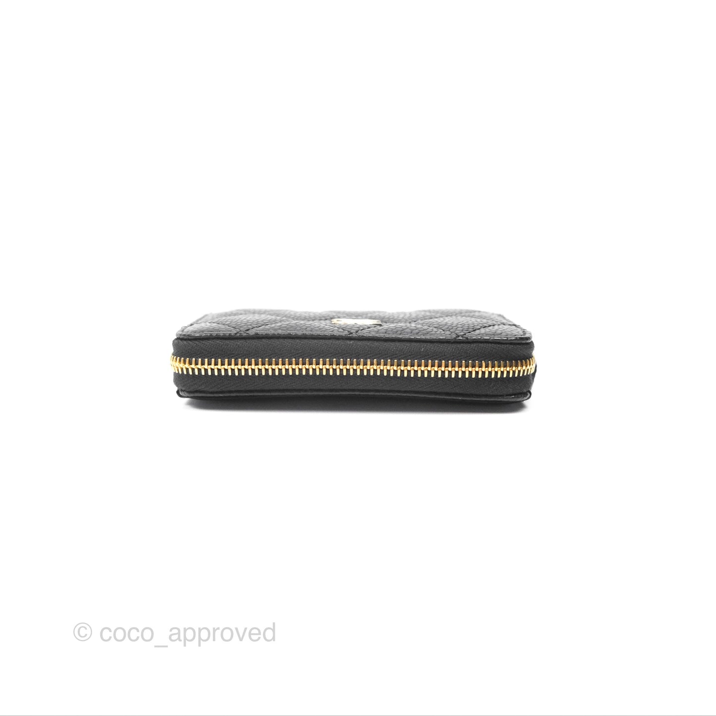 Chanel Classic Zipped Coin Purse Black Caviar Gold Hardware
