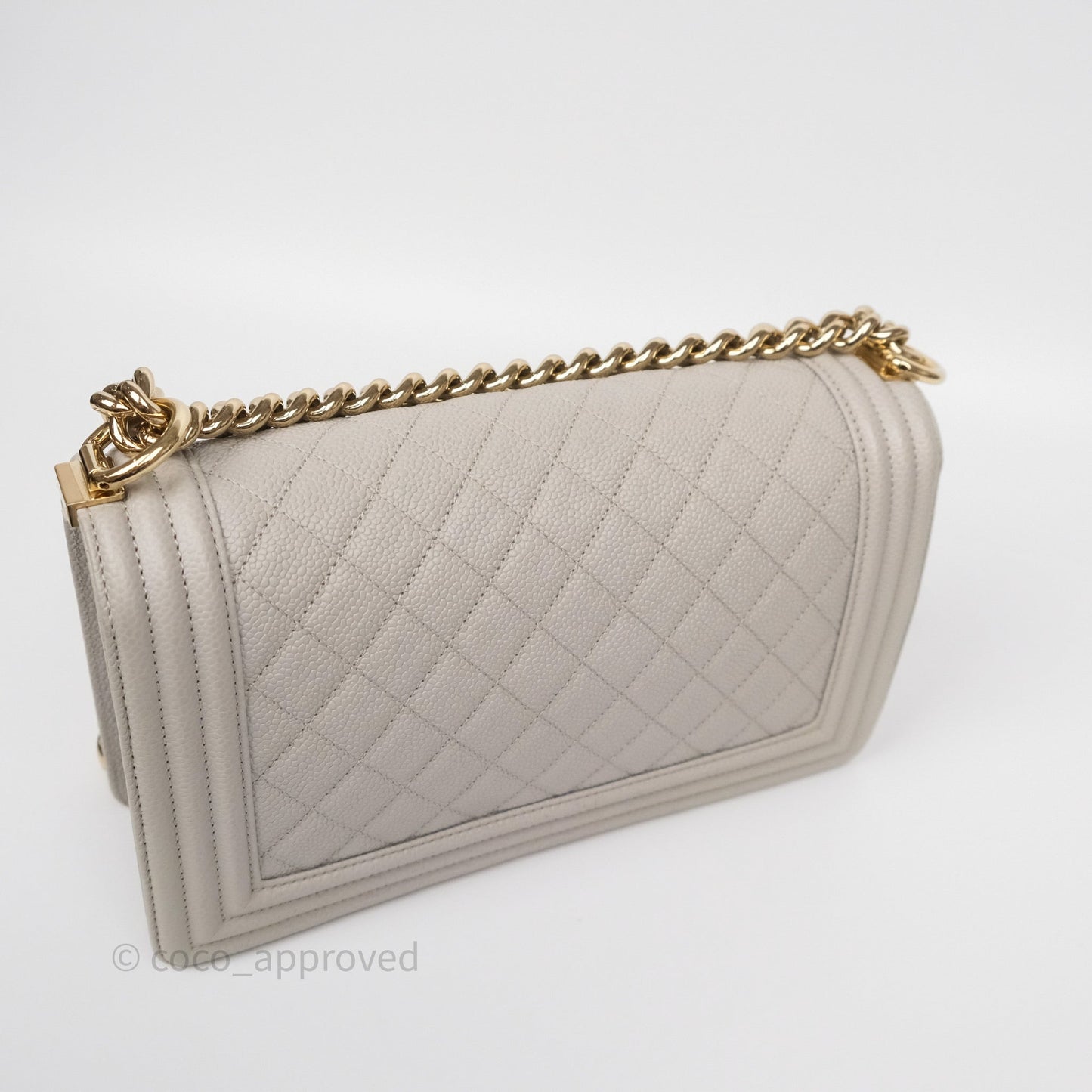 Chanel Medium Boy Quilted Grey Caviar Gold Hardware