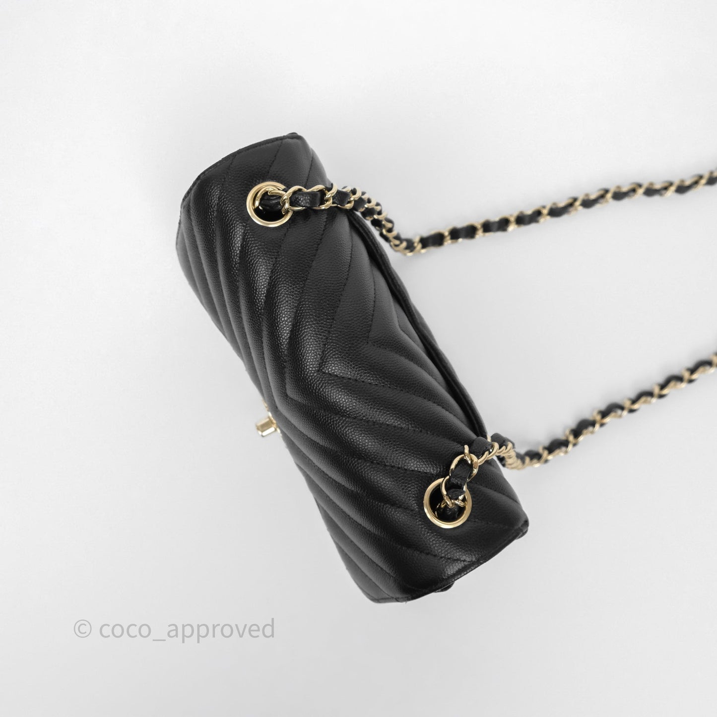 Chanel Mini Rectangular Chevron Black Caviar Gold Hardware