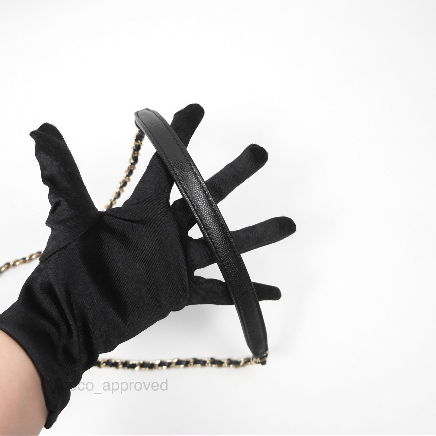 Chanel Mini Coco Handle Quilted Black Caviar Lizard Embossed Handle Gold Hardware