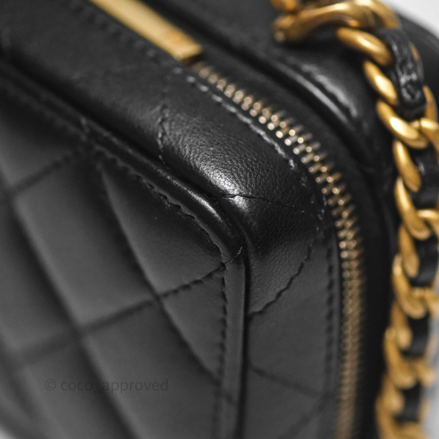 Chanel Top Handle Vanity Case Black Lambskin Aged Gold Hardware 22A