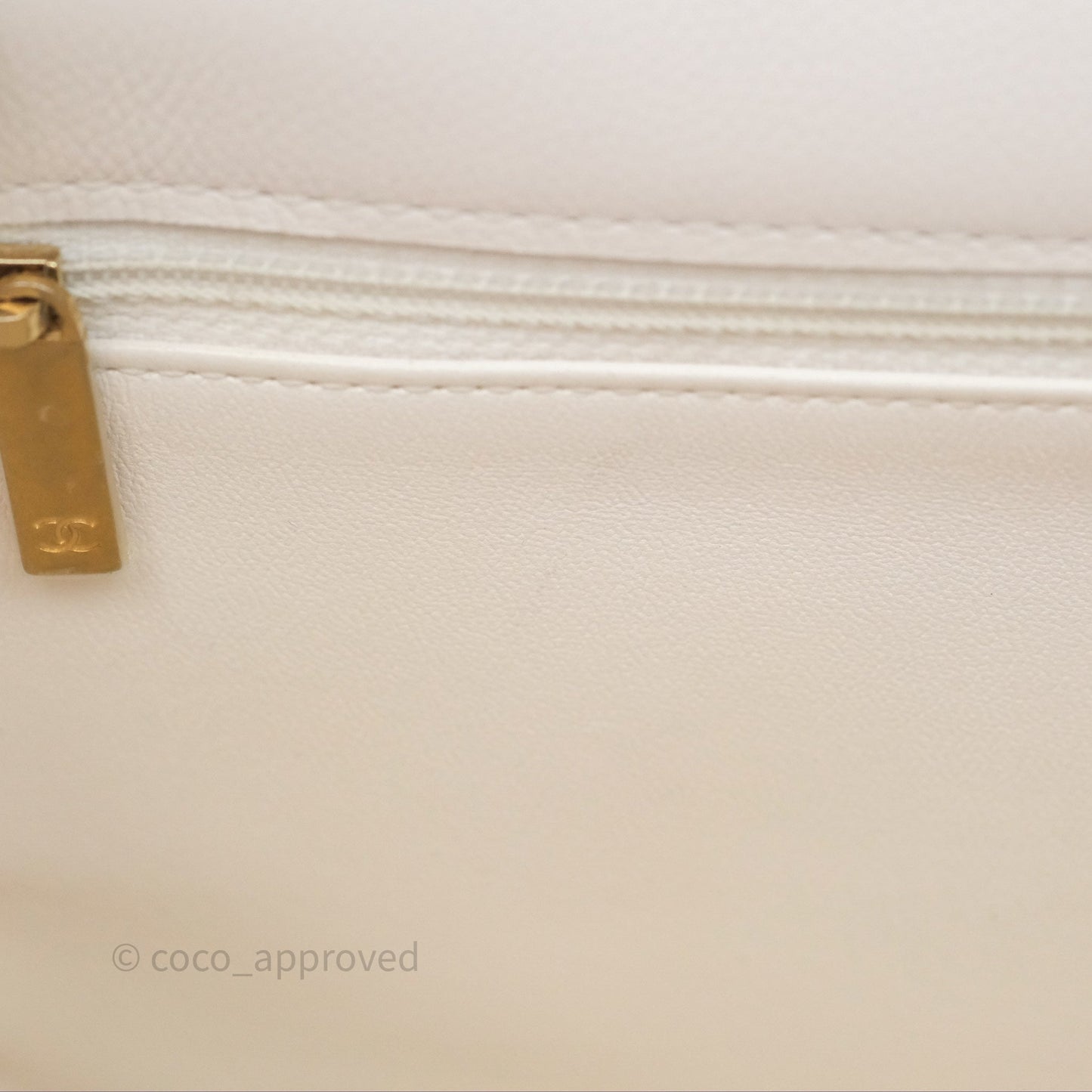Chanel Large Quilted Sweet Classic Flap White Caviar Aged Gold Hardware