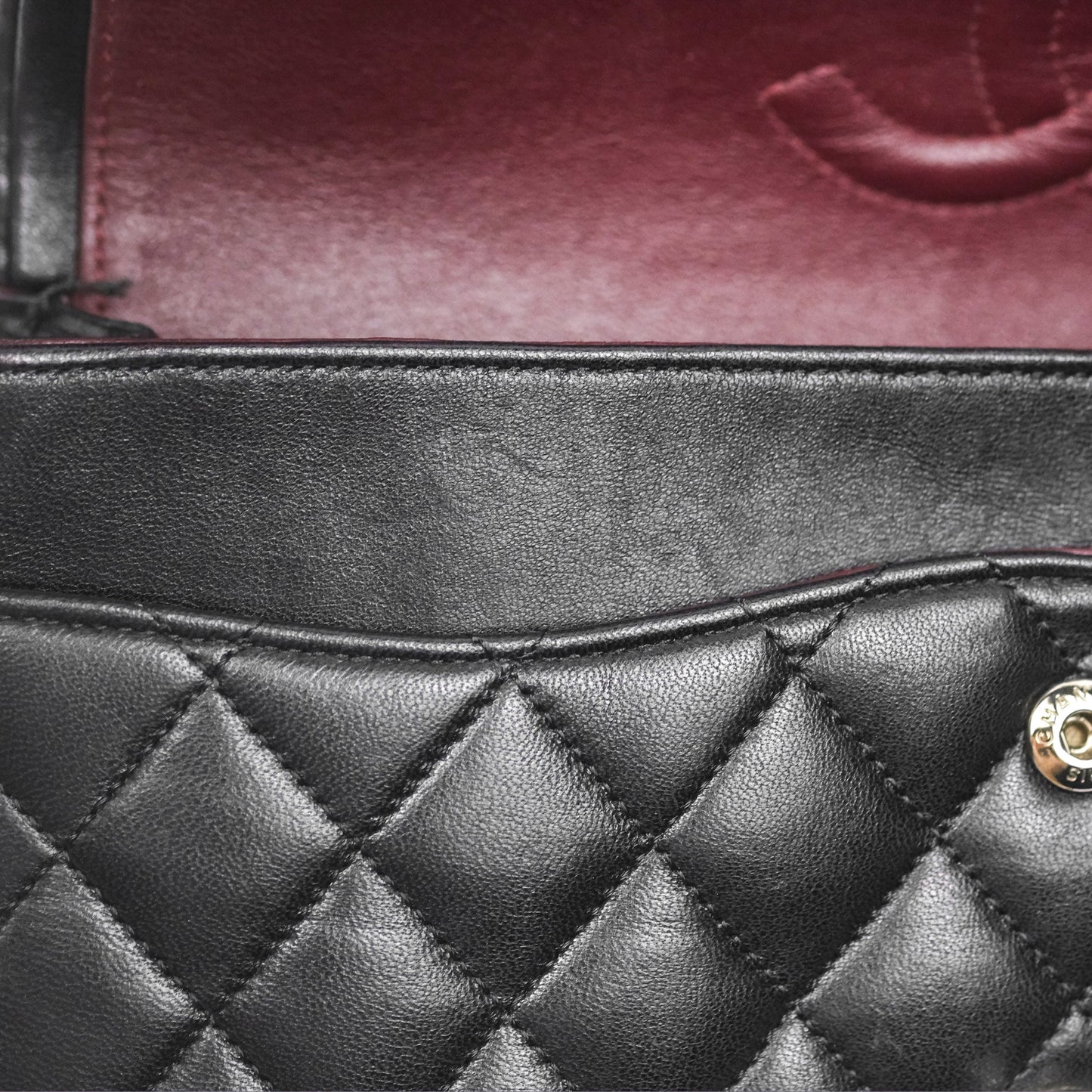 Chanel Classic M/L Medium Flap Quilted Black Lambskin Silver Hardware