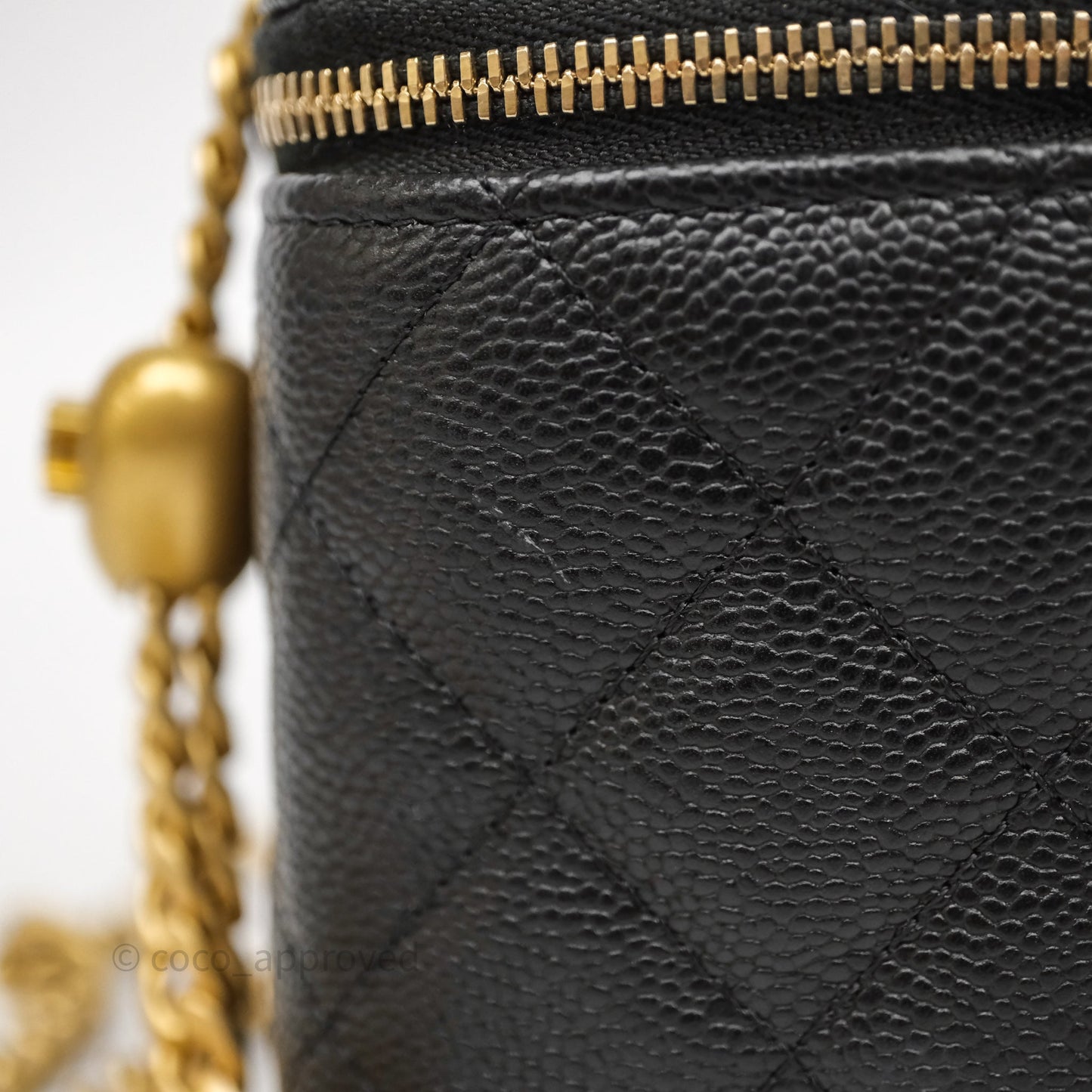 Chanel Vanity with Heart Adjustable Chain Black Caviar Aged Gold Hardware