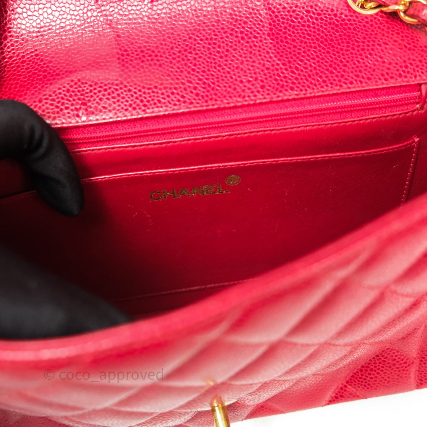 Chanel Medium Vintage Quilted Classic Diana Flap Bag Red Caviar 24K Gold Hardware