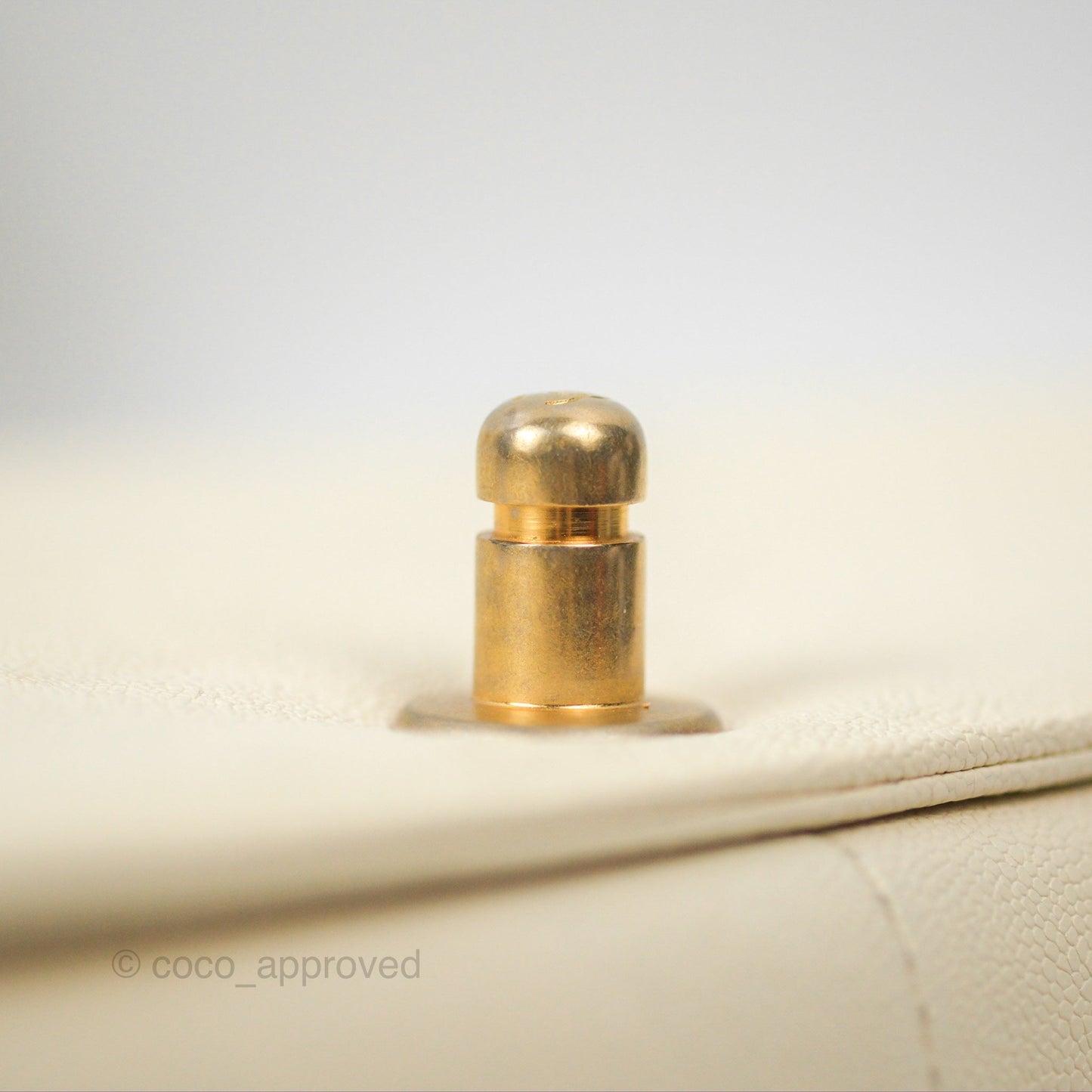 Chanel Medium Boy Quilted Ivory Caviar Aged Gold Hardware