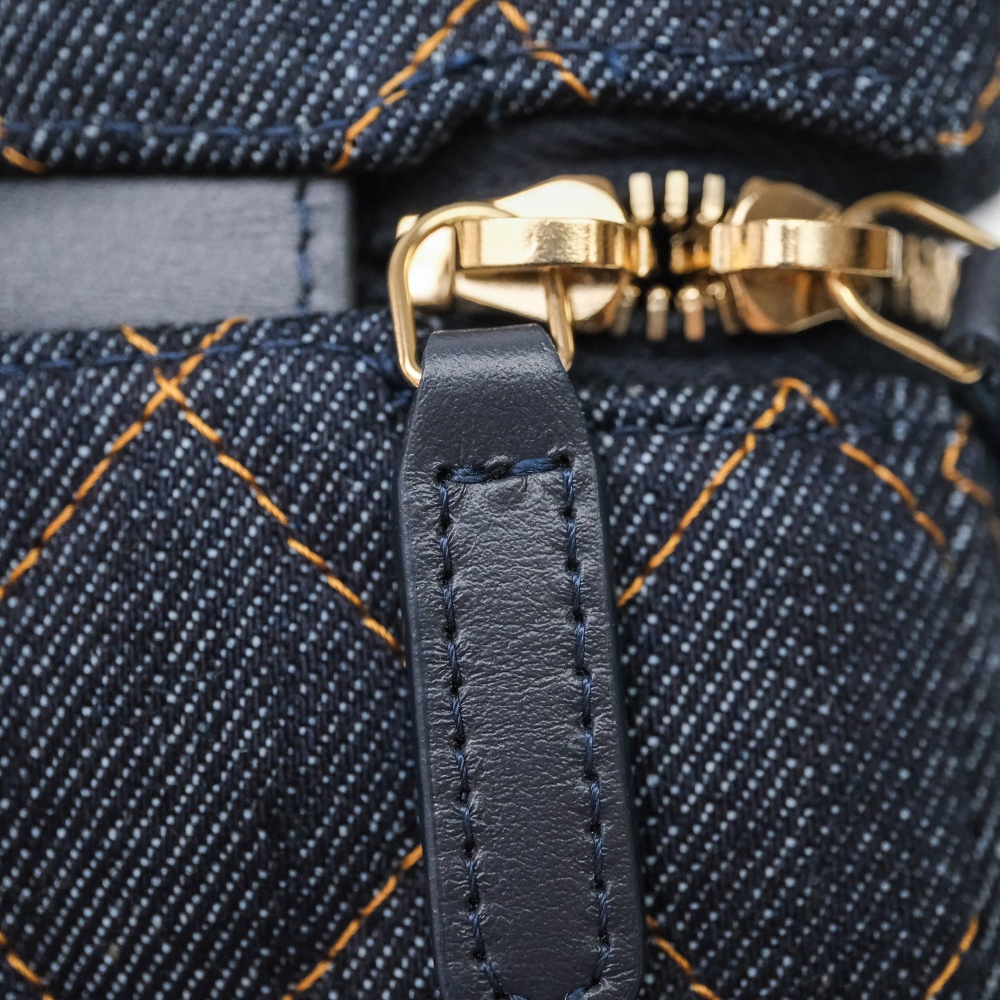 Chanel Top Handle Long Vanity with Chain Dark Blue Denim Gold Hardware