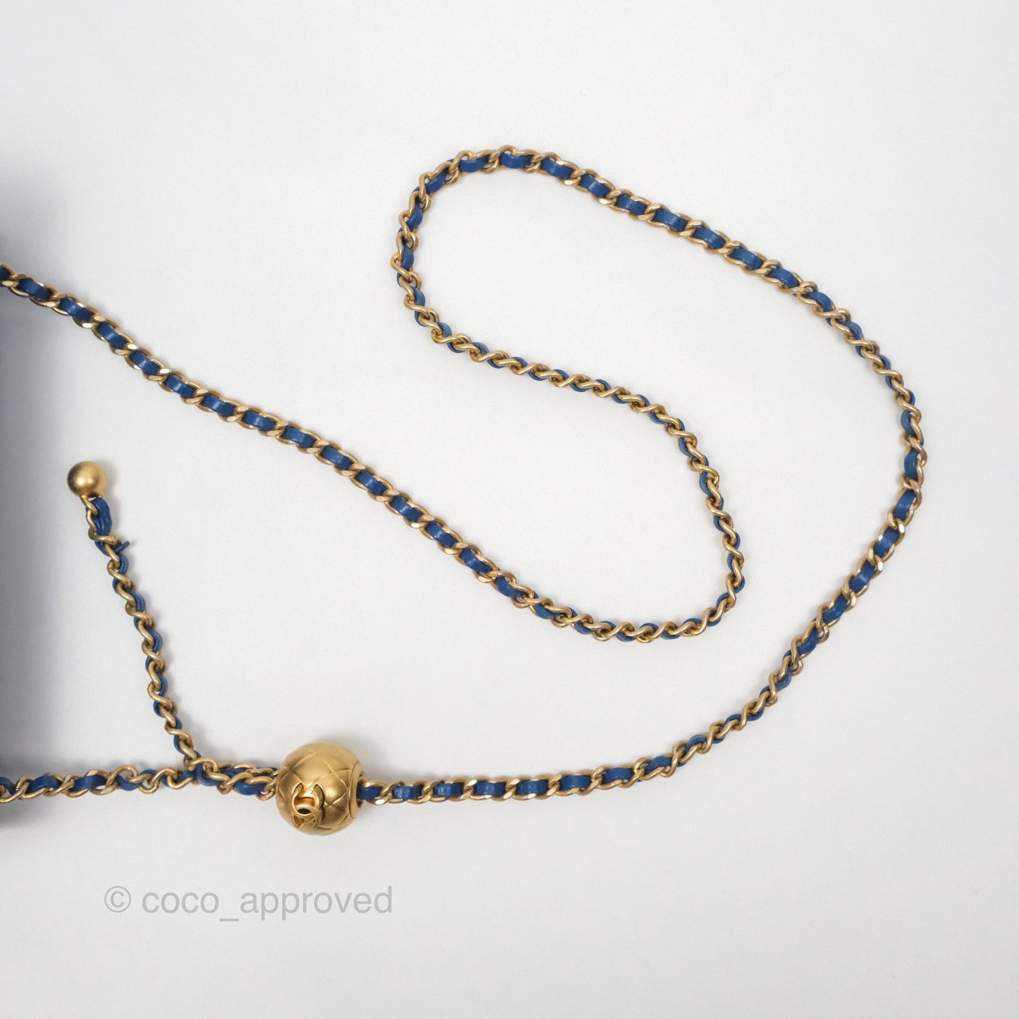 Chanel Mini Rectangular Pearl Crush Blue Lambskin Aged Gold Hardware