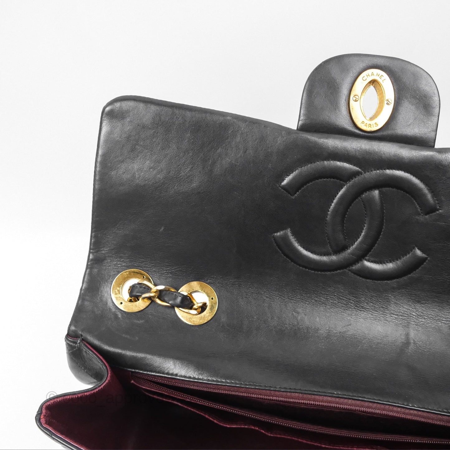 Chanel Vintage Maxi Single Flap Black Lambskin 24K Gold Hardware