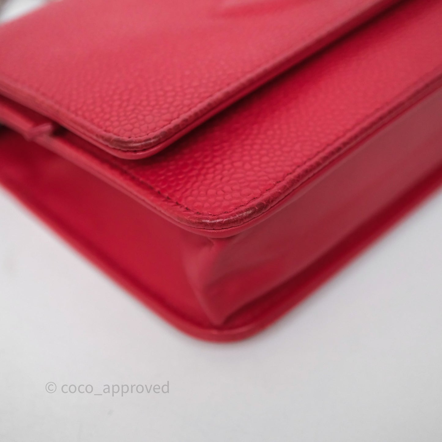 Chanel CC Wallet On Chain WOC Dark Pink Caviar Silver Hardware