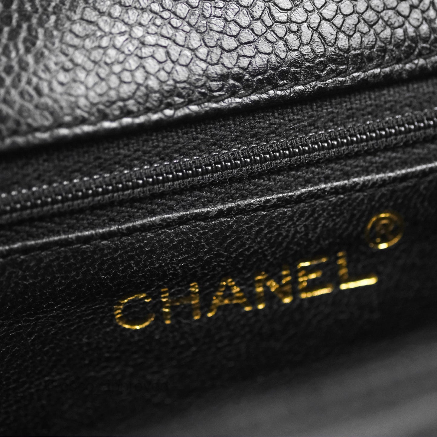 Chanel Vintage Quilted Shoulder Bag Black Caviar 24K Gold Hardware
