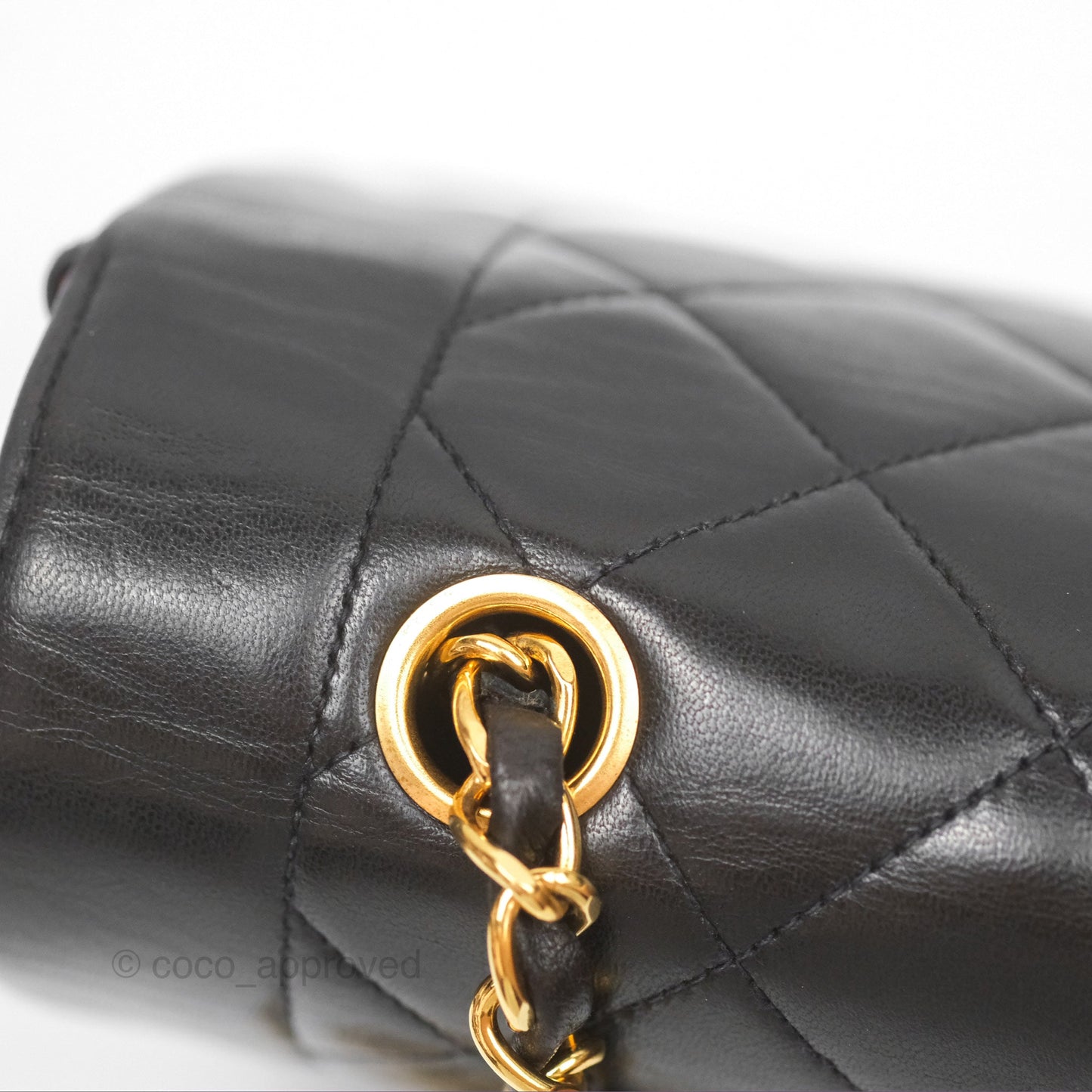 Chanel Vintage Medium Classic Diana Bag Quilted Black Lambskin 24K Gold Hardware
