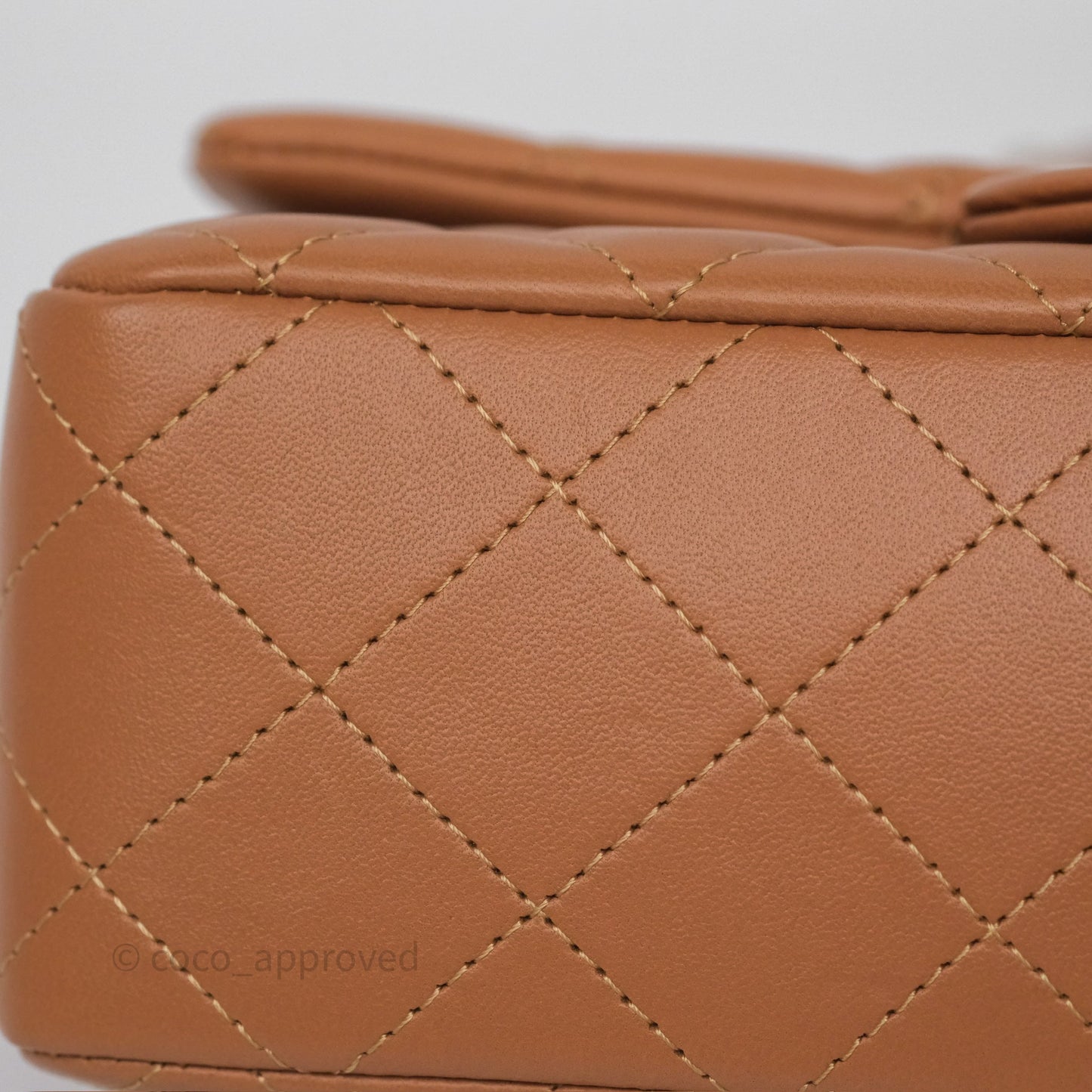 Chanel Mini Rectangular Flap Quilted Caramel Beige Lambskin Gold Hardware