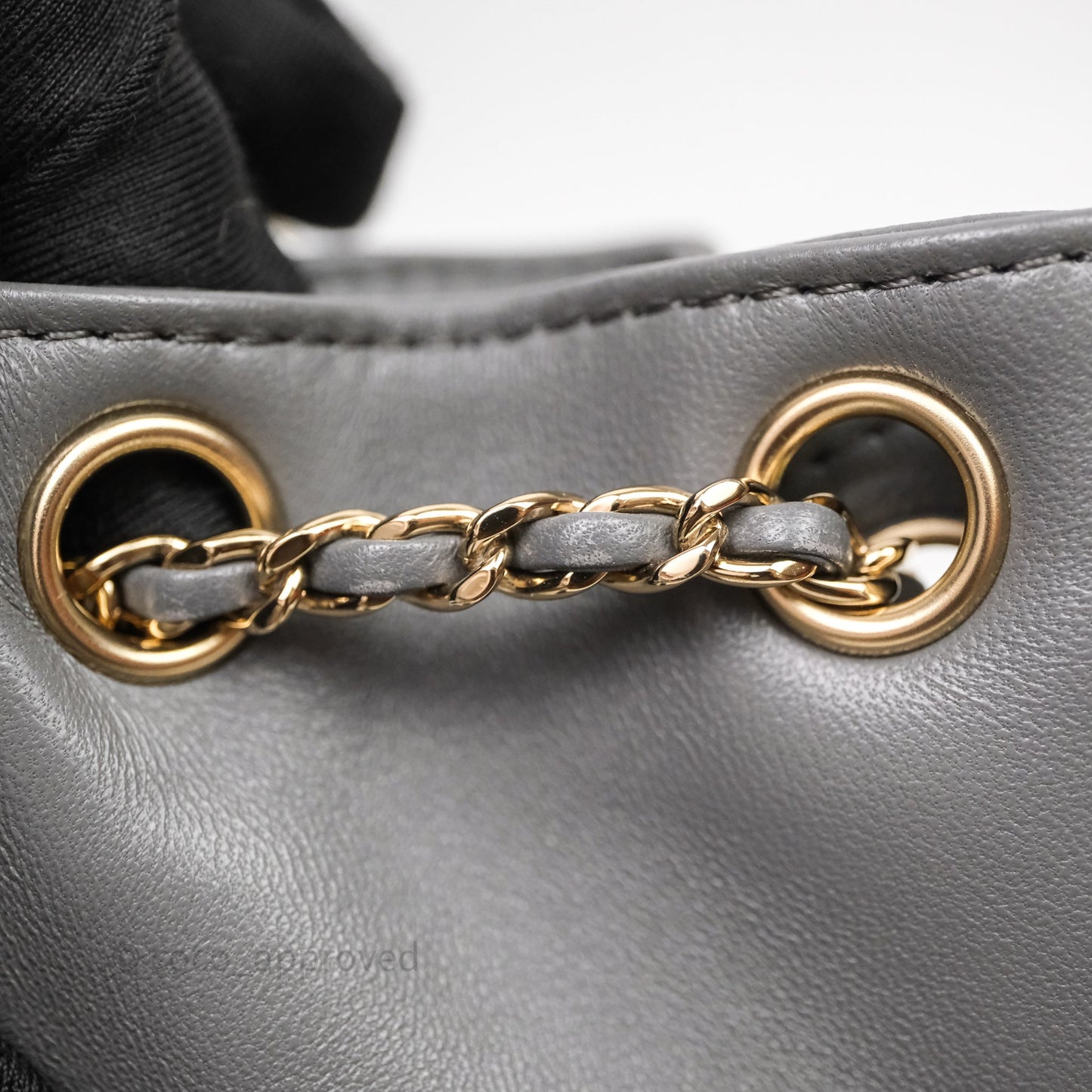 Chanel Small Duma Drawstring Backpack Grey Lambskin Gold Hardware