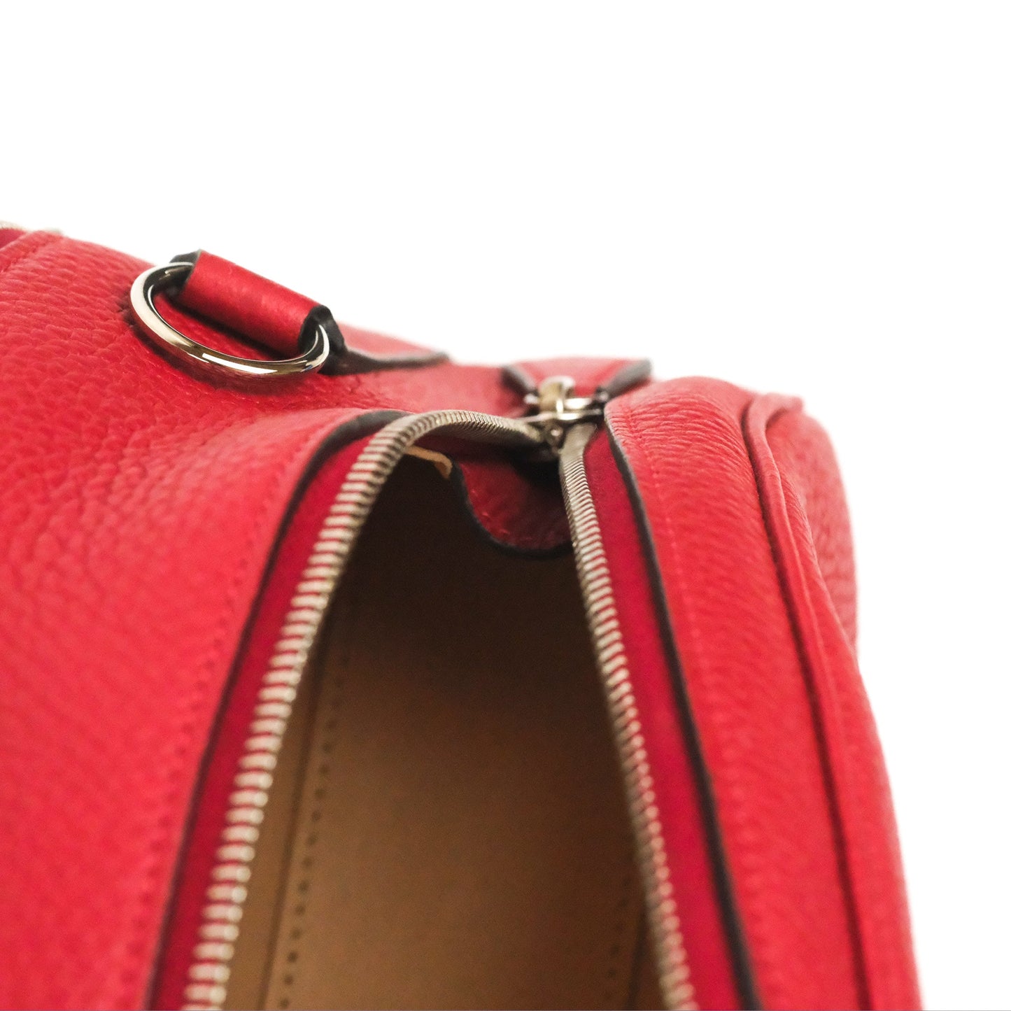Moynat Swing Bag Red Grained Leather Silver Hardware
