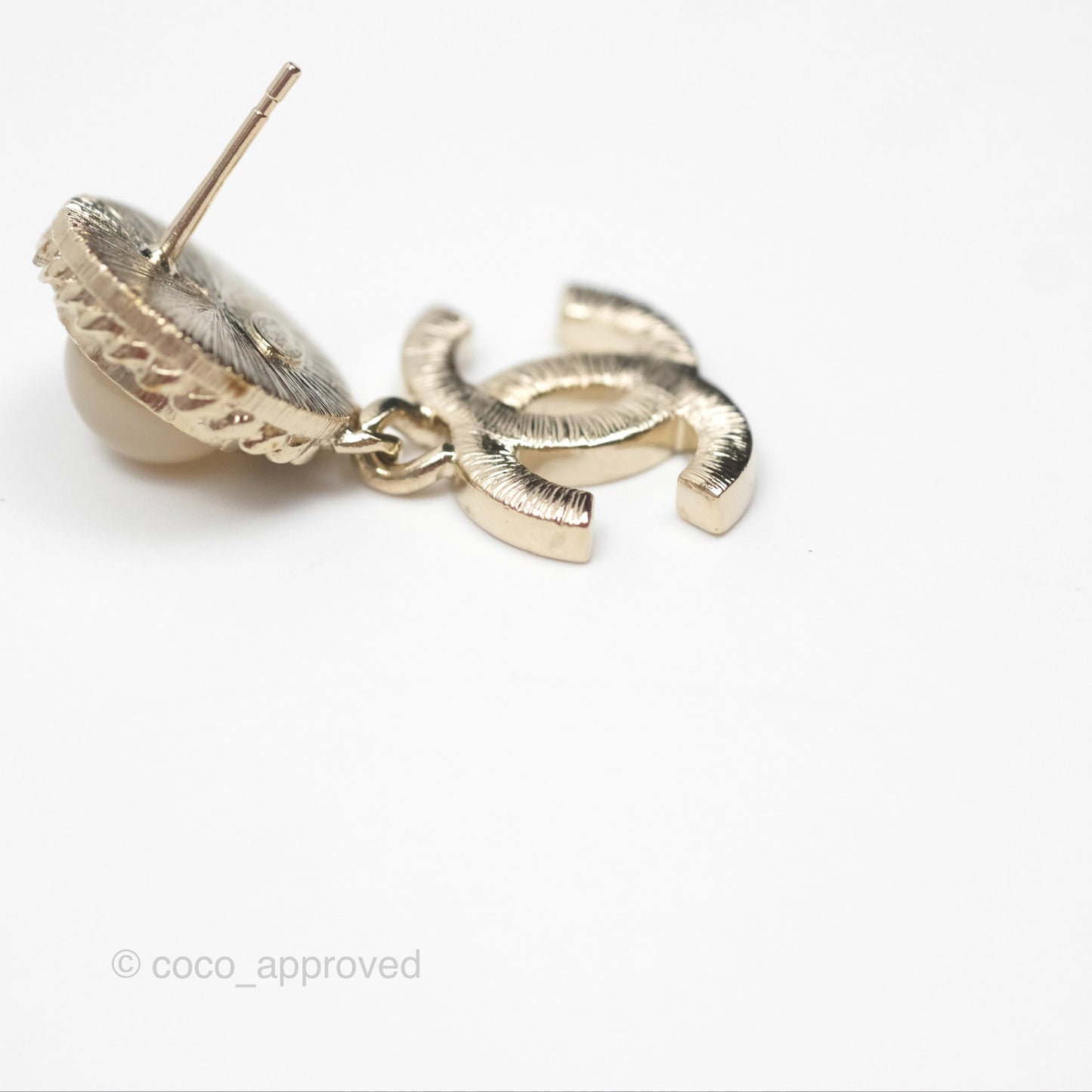 Chanel Round Resin Crystal CC Drop Earrings Gold Tone 21B
