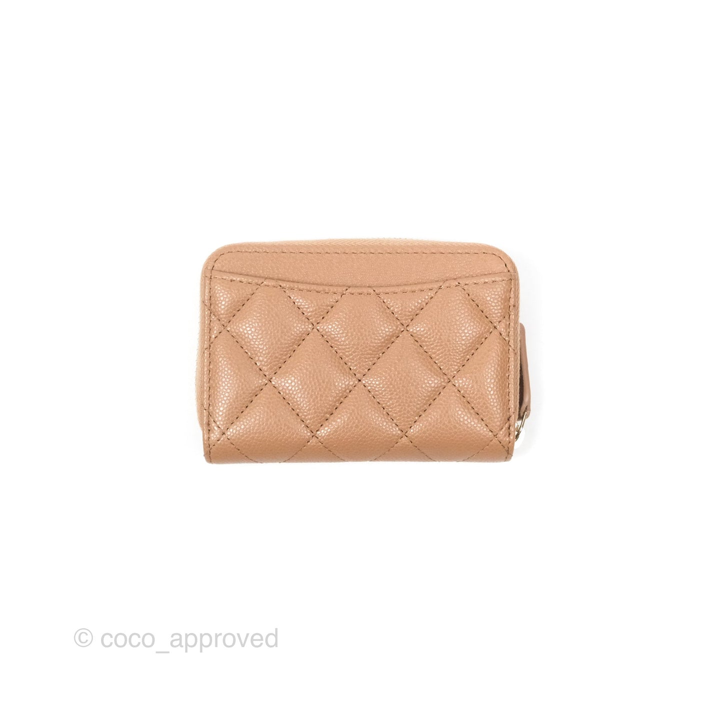 Chanel Classic Zipped Coin Purse Beige Caviar Gold Hardware