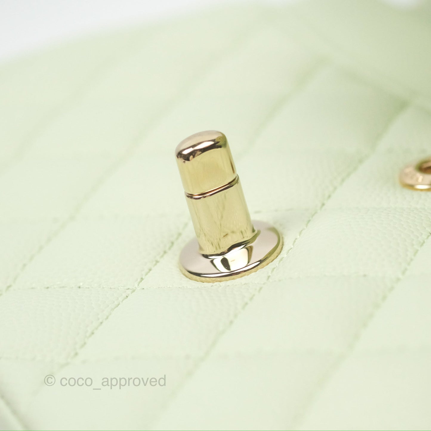 Chanel Small Classic Quilted Flap Mint Green Caviar Gold Hardware 22C