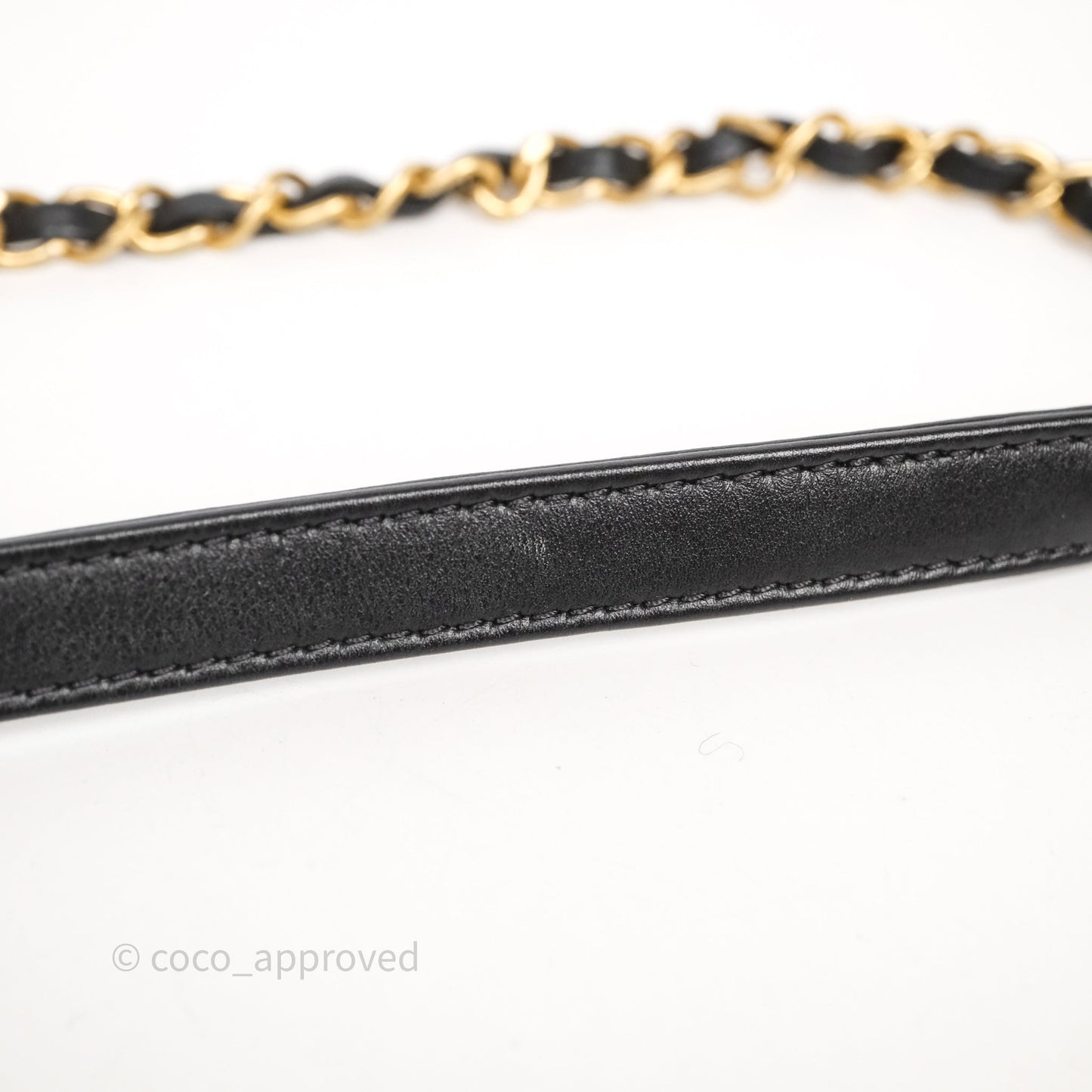 Chanel Pearl Chain Bag Black Calfskin Gold Hardware