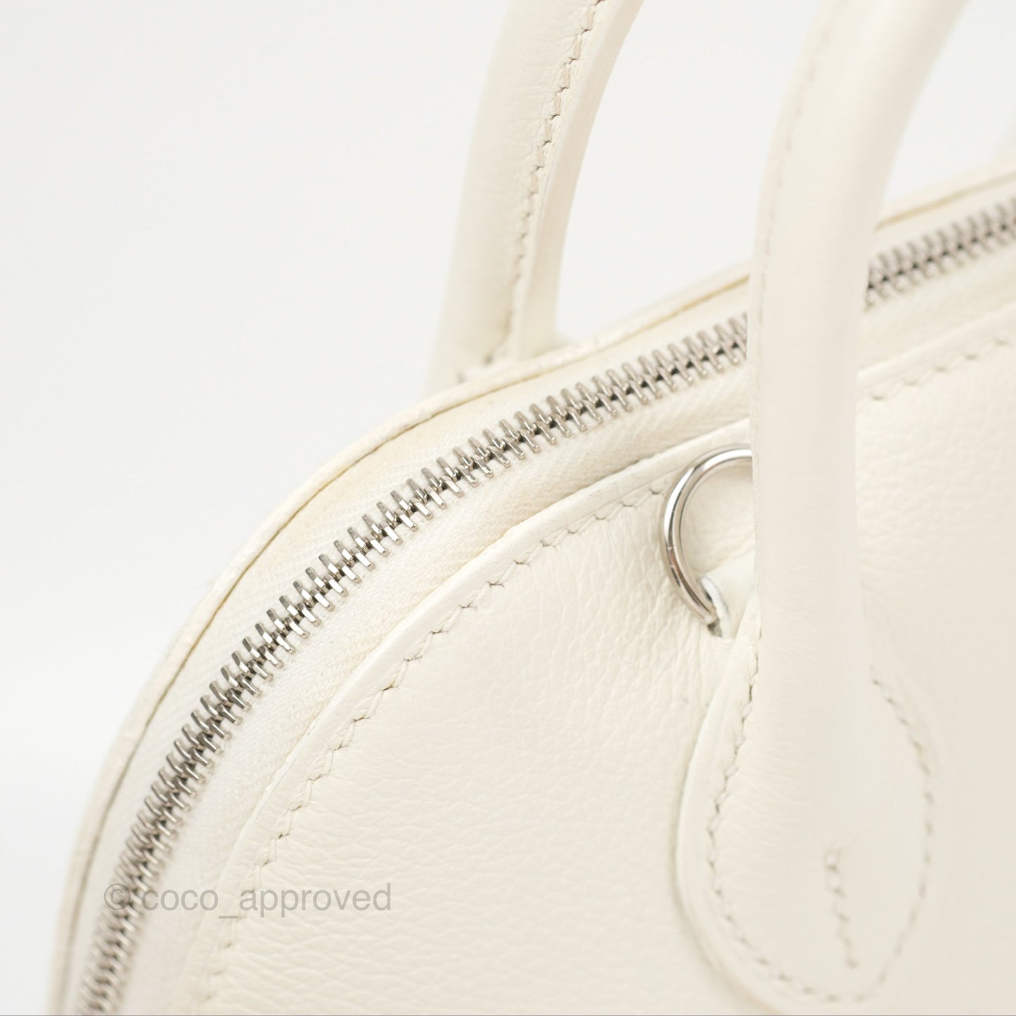 Hermès Mini Bolide 1923 White/Lime Evercolor Palladium Hardware