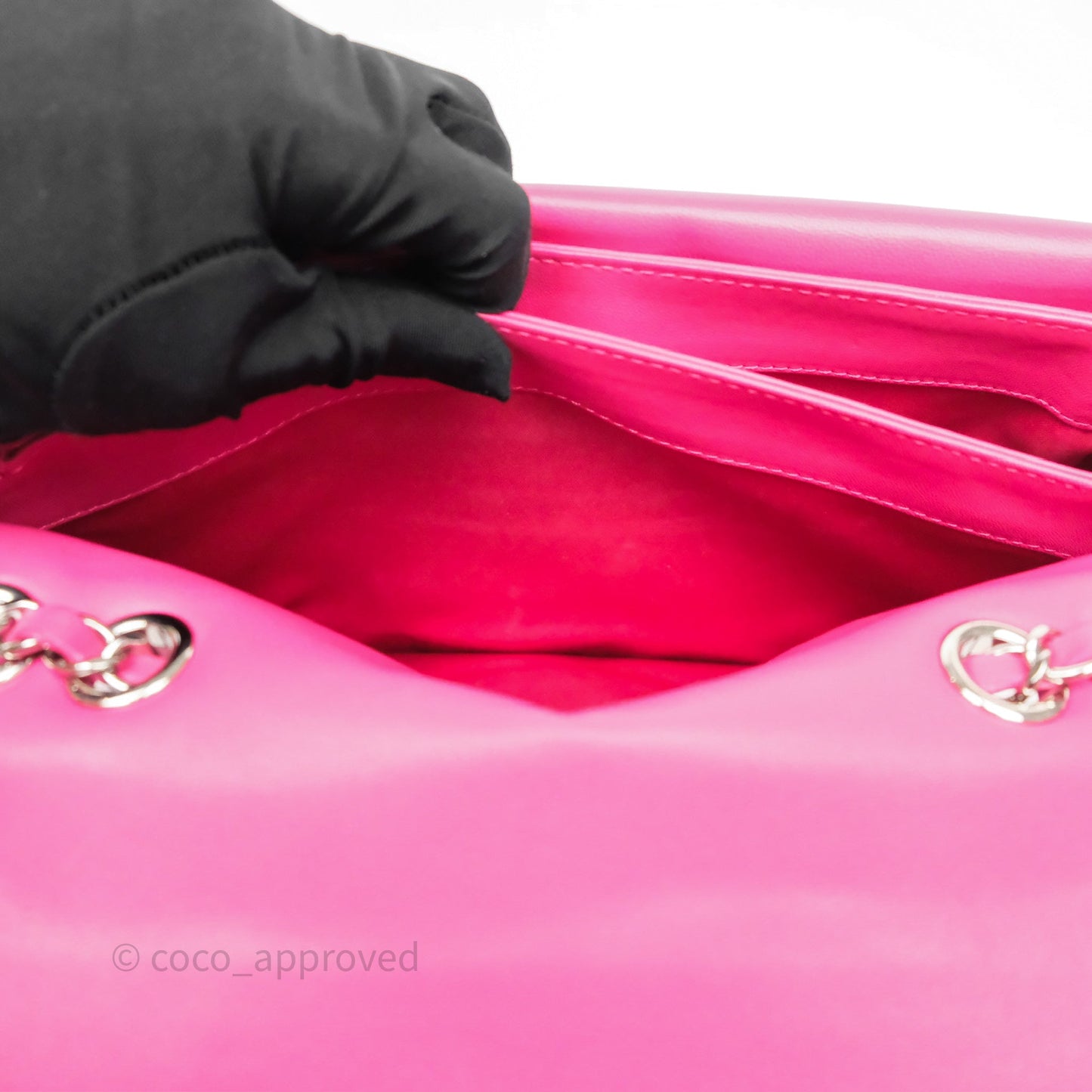 Chanel Stitched Double Flap Bag Pink Calfskin Silver Hardware
