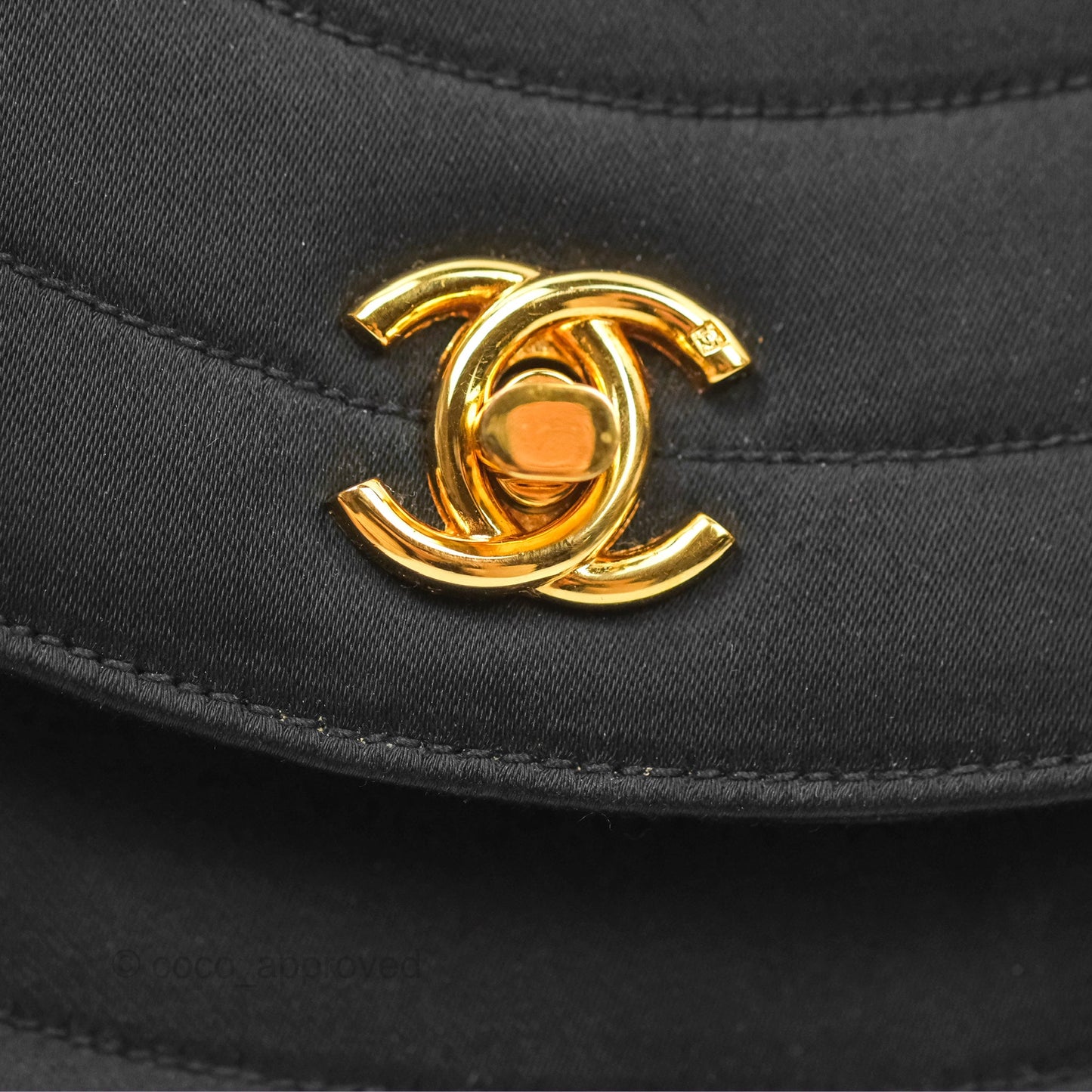 Chanel Vintage Half Moon Tassel Flap Black Satin 24K Gold Hardware
