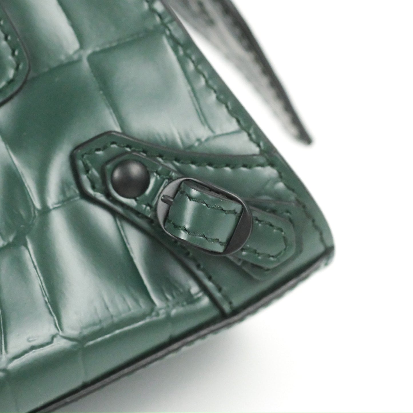 Balenciaga Mini Neo Classic City Bag Green Croc Embossed