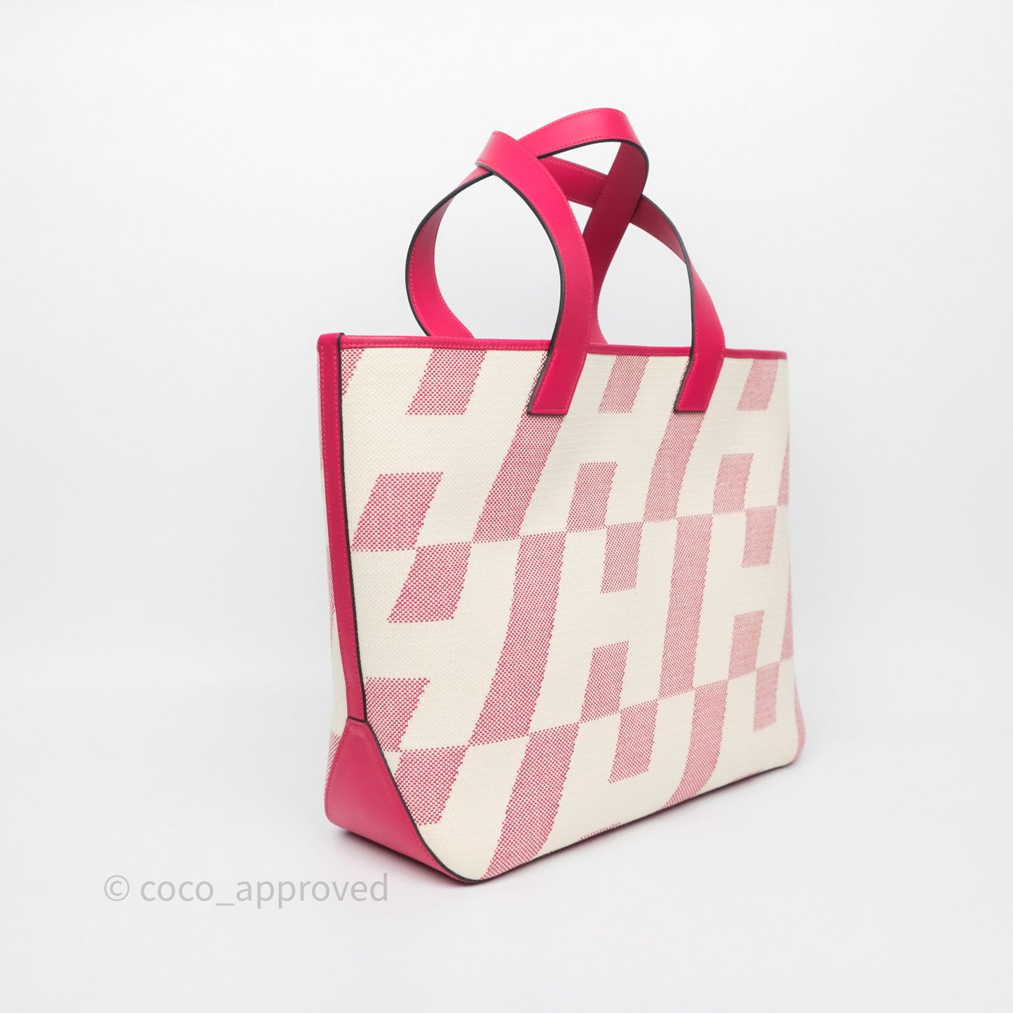 Hermès Cabas H en Biais 40 Bag Ecru / Framboise