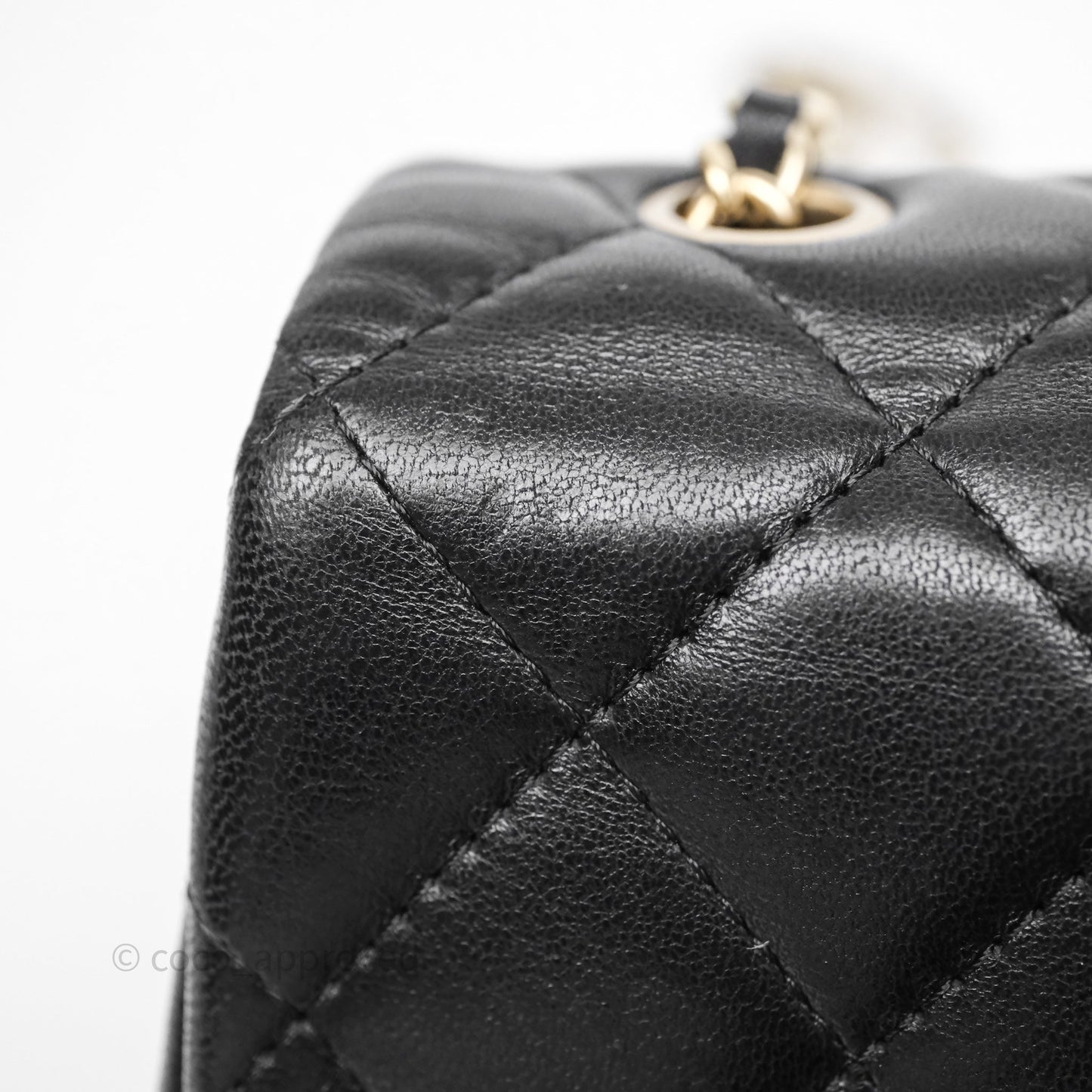 Chanel Quilted Extra Mini Rectangular Flap Black Lambskin Aged Gold Hardware