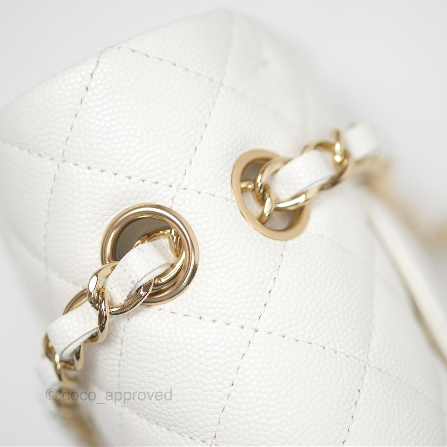 Chanel Classic M/L Medium Flap Quilted White Caviar Gold Hardware