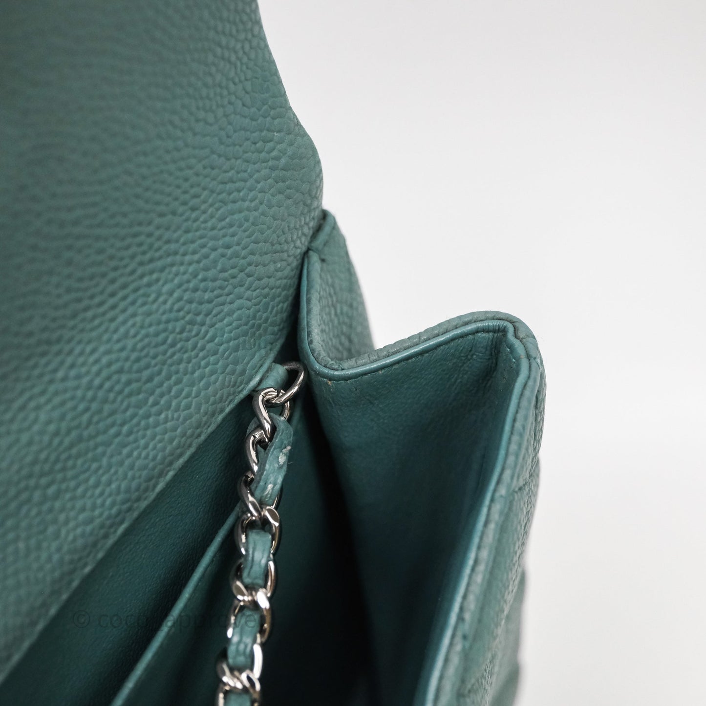 Chanel Quilted Clutch with Chain Green Caviar Gold Hardware