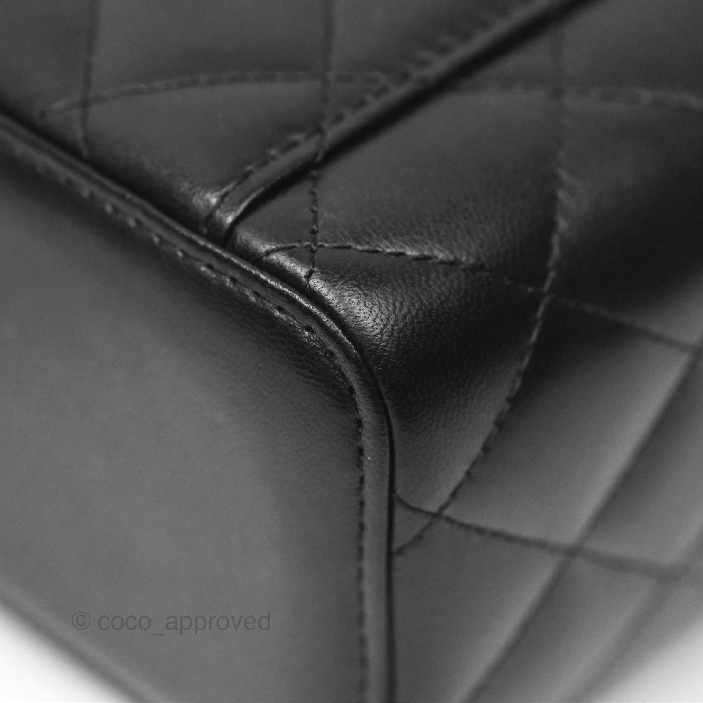 Chanel Vanity Rectangular Top Handle Black Lambskin Gold Hardware