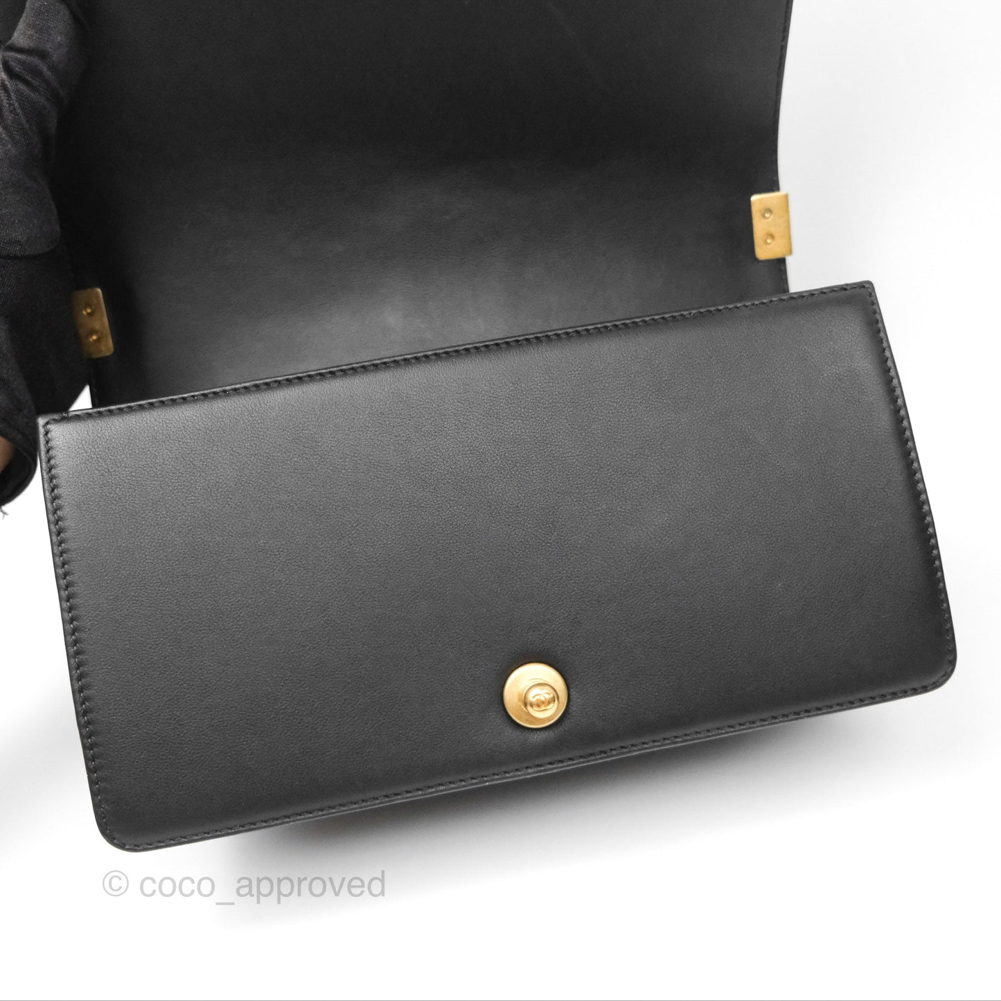 Chanel Quilted Medium Boy Black Calfskin Aged Gold Hardware